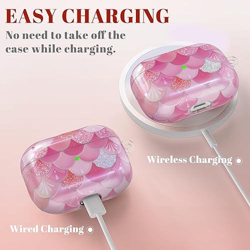 Miniatura 6 de Funda para Airpods Pro de 2 generación, funda protectora suave con purpurina para Apple AirPods Pro de 1 y 2 generación, con llavero para mujeres y