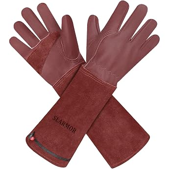 Leather Gardening Gloves for Men and Women   Thorn-Proof for Pruning Roses with Forearm Protection Long Cowhide Work Gloves for Garden and Household Tasks