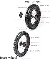 Vista 2 de Neumático Knobby de 1.85x12 60/100-14 delantero y 1.4x14 80/100-12 para motocross/pit bike/monkey bike/70/90/110/125/140/150/160cc scooter