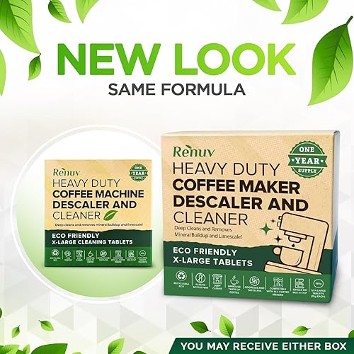 Miniatura 8 de Renuv Tabletas limpiadoras para cafetera, descalcificador de limpieza profunda para cafetera y máquina de café expreso (12 pestañas XL)