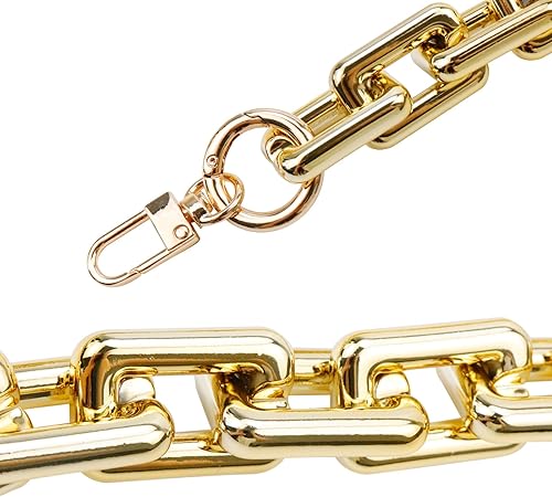 Miniatura 6 de Pastlla Correa gruesa de acrílico para bolso, asa de cadena, bolsa de repuesto para bolso, bolso de hombro (dorado, 47 pulgadas), Dorado