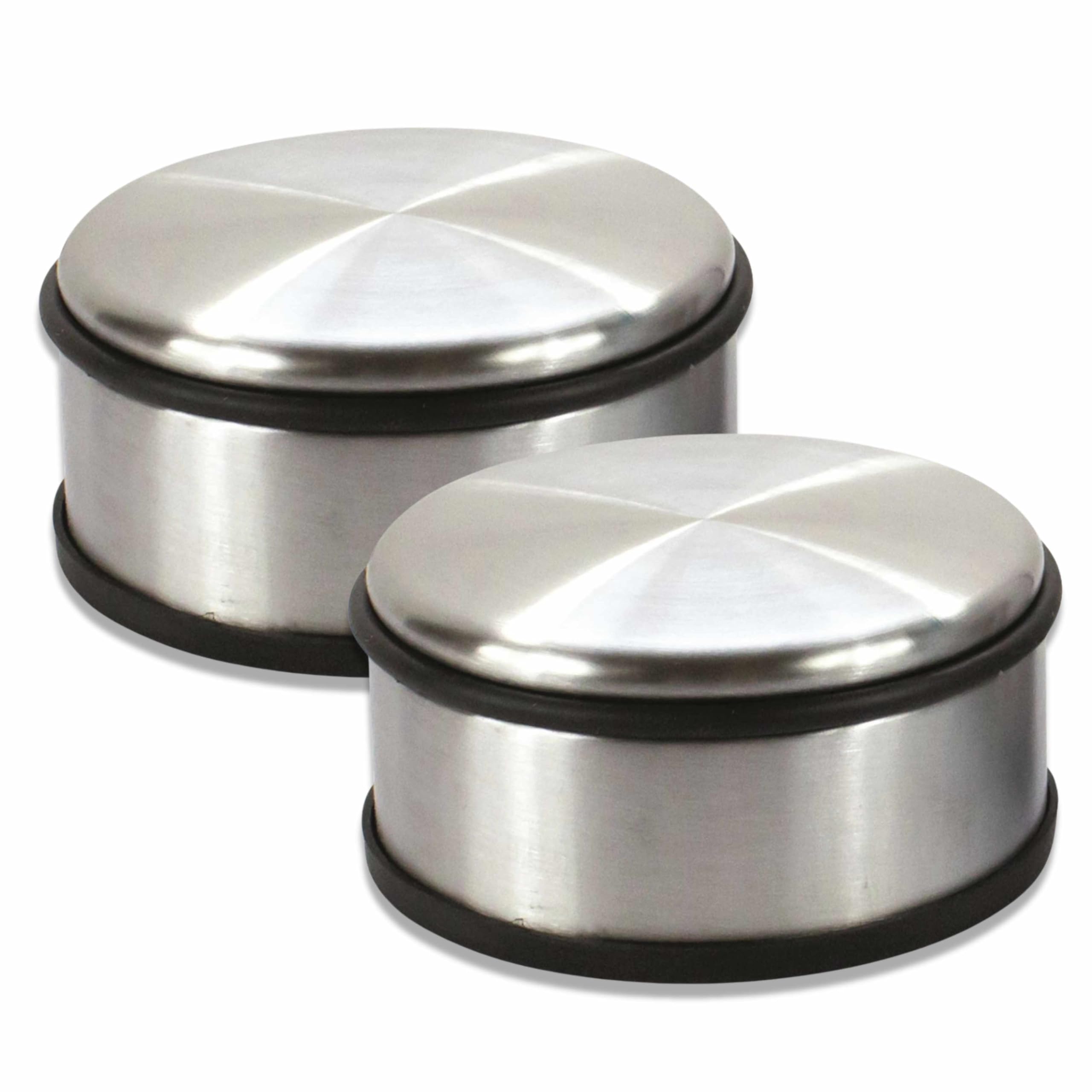 ADEPTNA Heavy-Duty Anti-Slip Door Stopper, 11 x 5.5cm, 1.01kg, Stainless Steel with Rubber Ring Pack of 2
