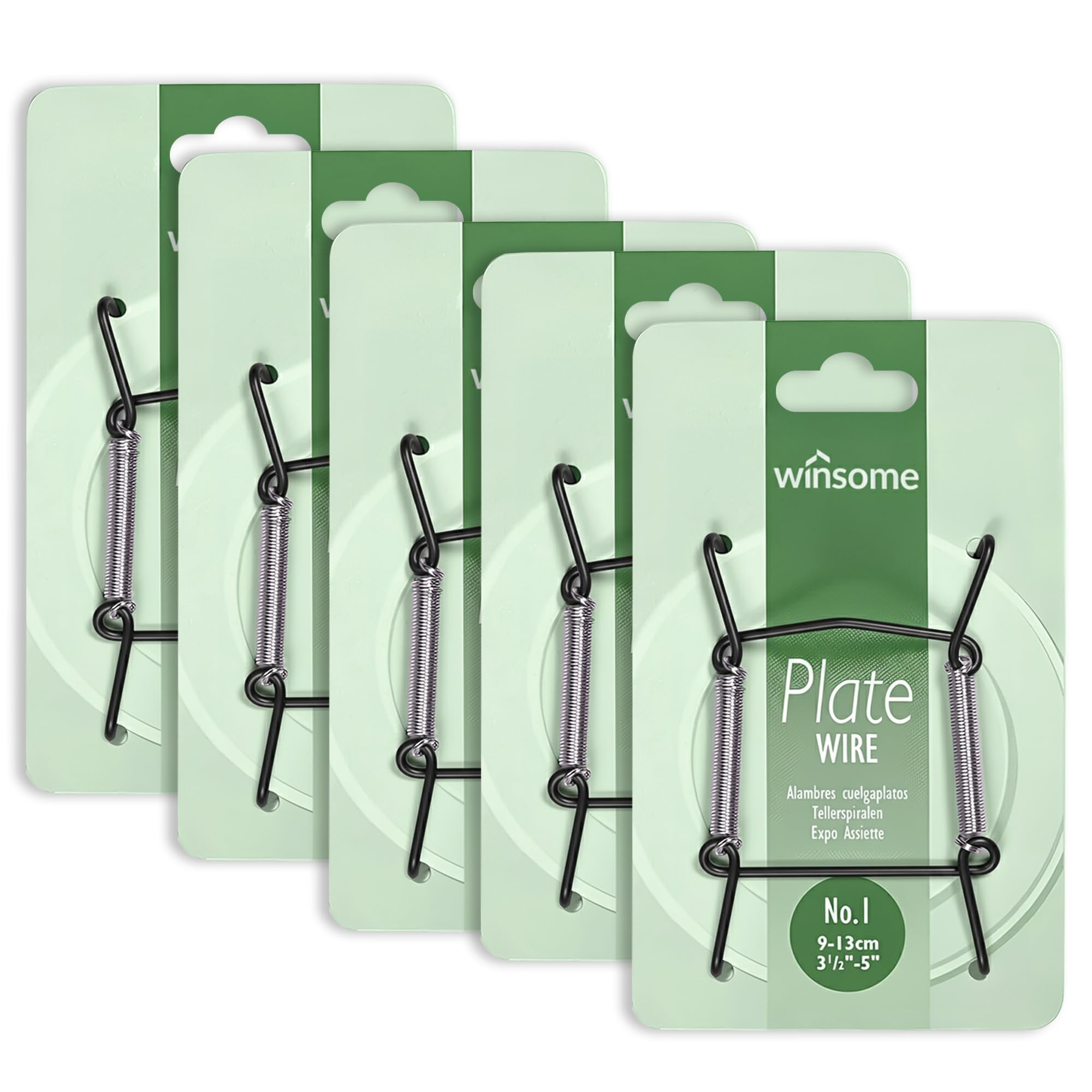 Winsome Black Invisible Plate Hangers For Wall | Decorative Dish Display Holders Hanging Wires Spring Hook Holder Fit To Hang On Wall ( Plate Hanger) (For Plate 9 - 13 Cm Wide - Pack Of 5)
