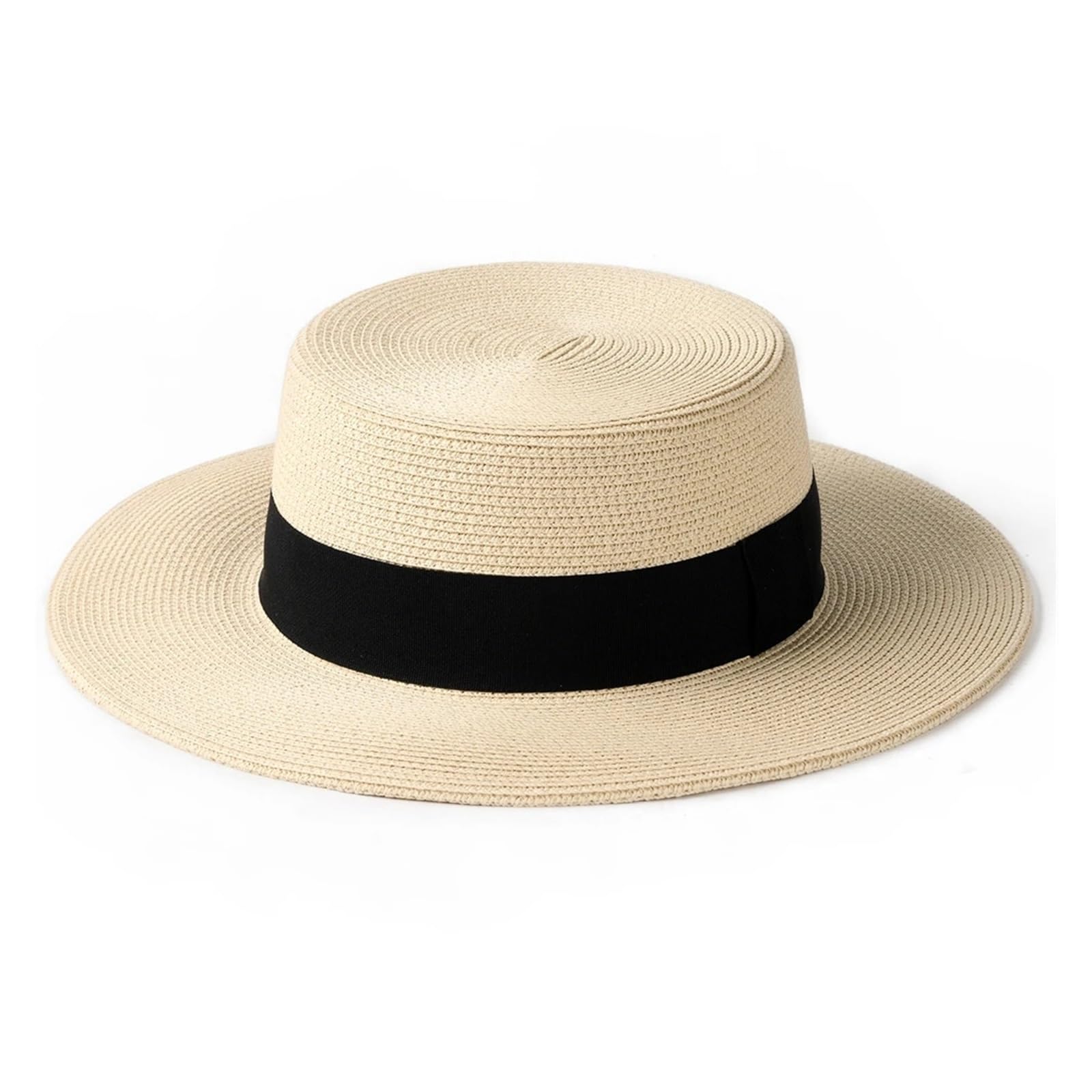 Chapeau de canotier paille pliable dessus plat large bord été plage soleil