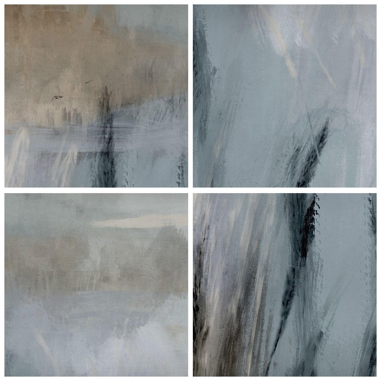 Cuadro sobre Lienzo 60x60cm Moderno Cuadrado Abstracto Botánica - 5628 | Brillante Minimalismo Pedazo Cuadro Decorativo Grande Arte mural Decoración del Hogar Salón Dormitorio Cuadros de Pared