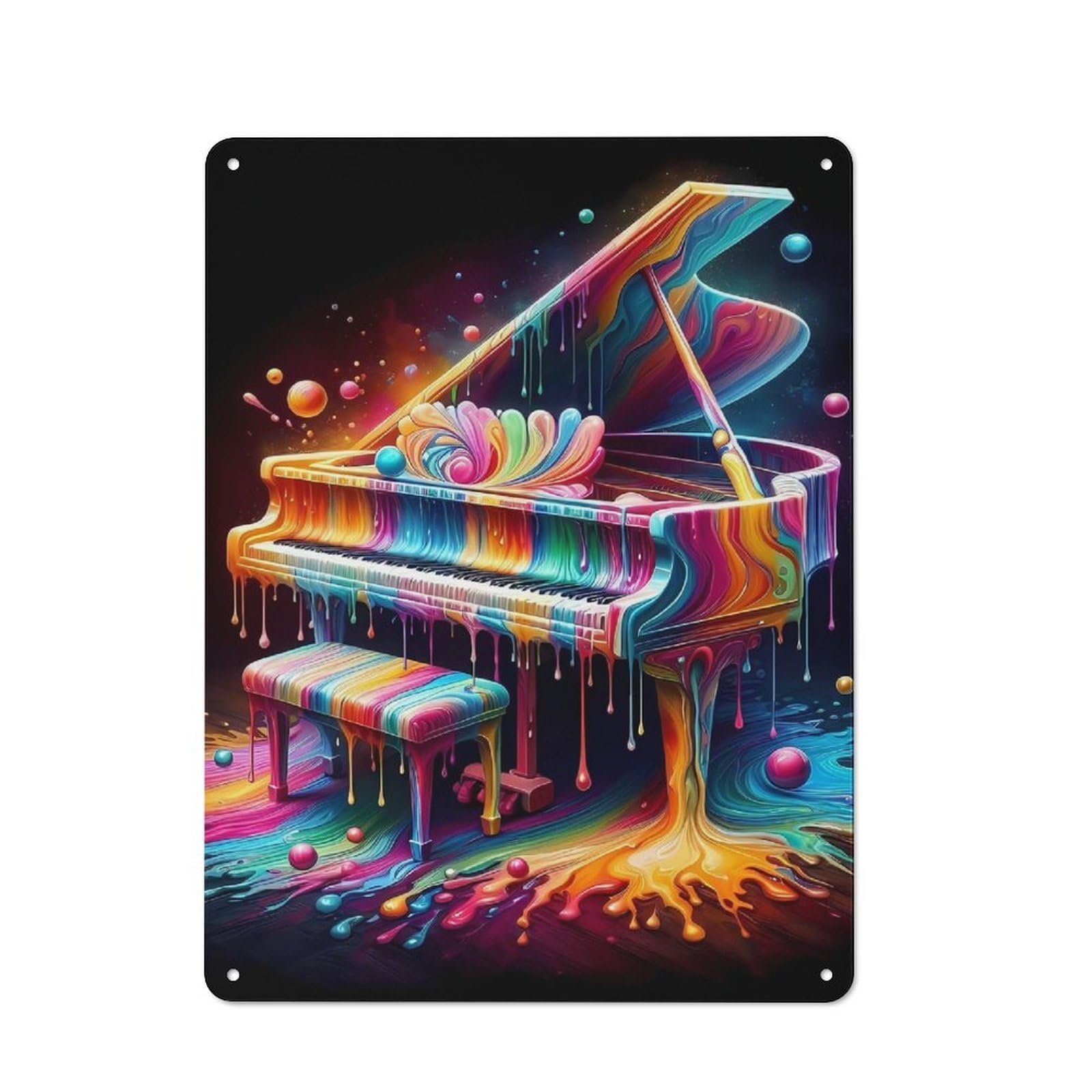 Junmoney Colorful Piano Tin Wall Plaque 40X30cm With For Home Bar Wall, For Hosts Who Enjoy Retro Interiors
