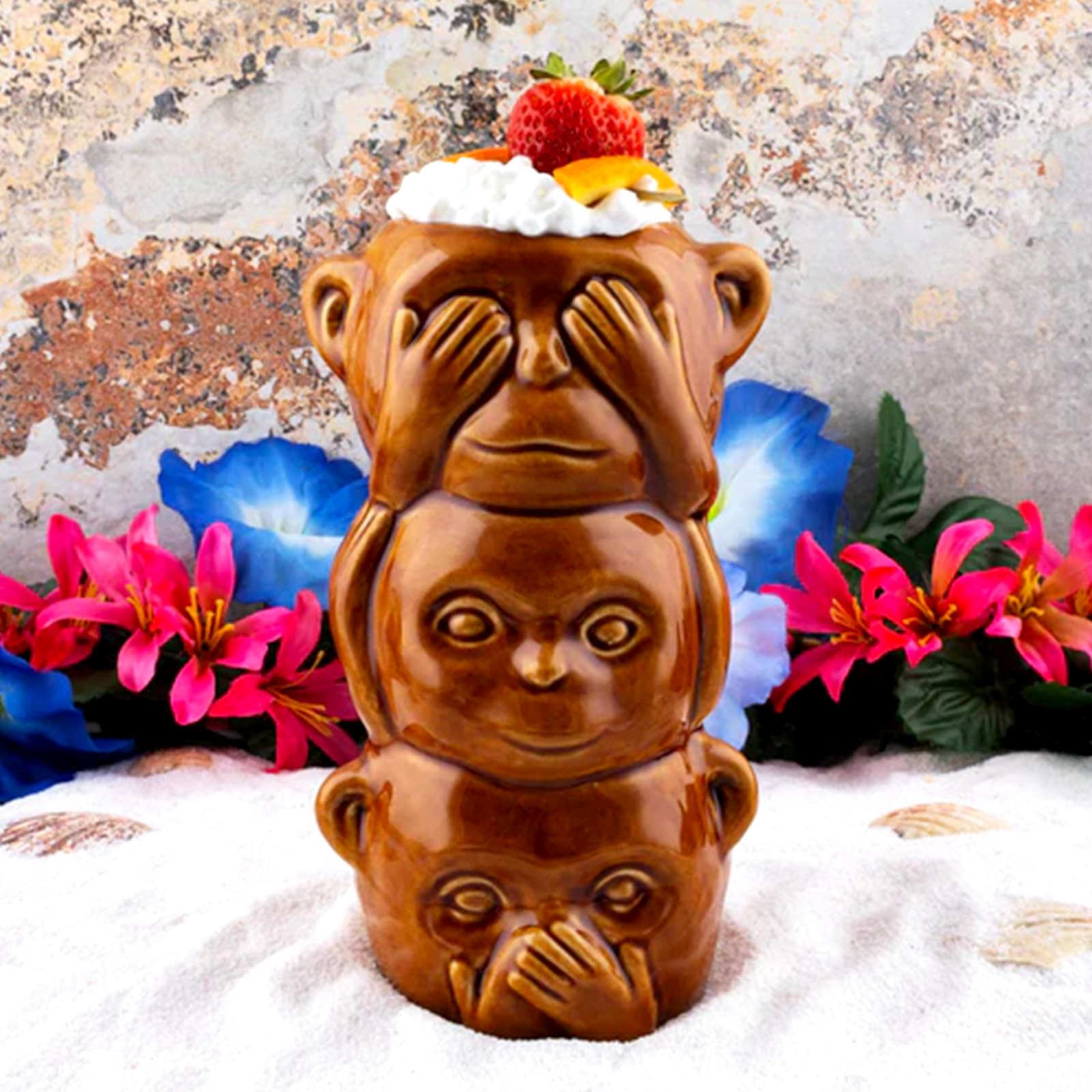 Amazon.com | BARCONIC® TIKI DRINKWARE - MONKEY TOTEM - 19 oz.: Flasks