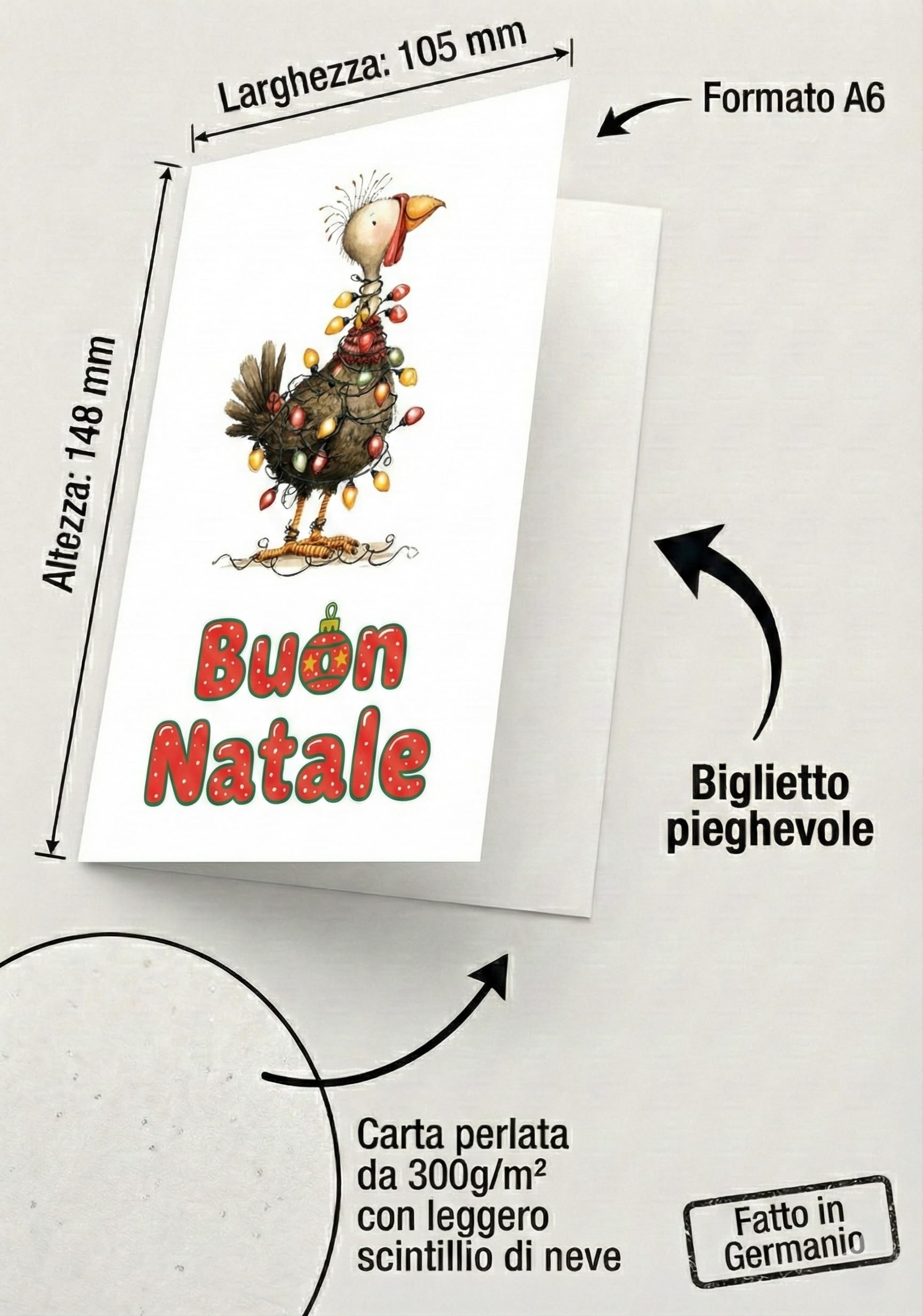 Biglietti natalizi italiani A6 con buste rosse – Set 30 pezzi