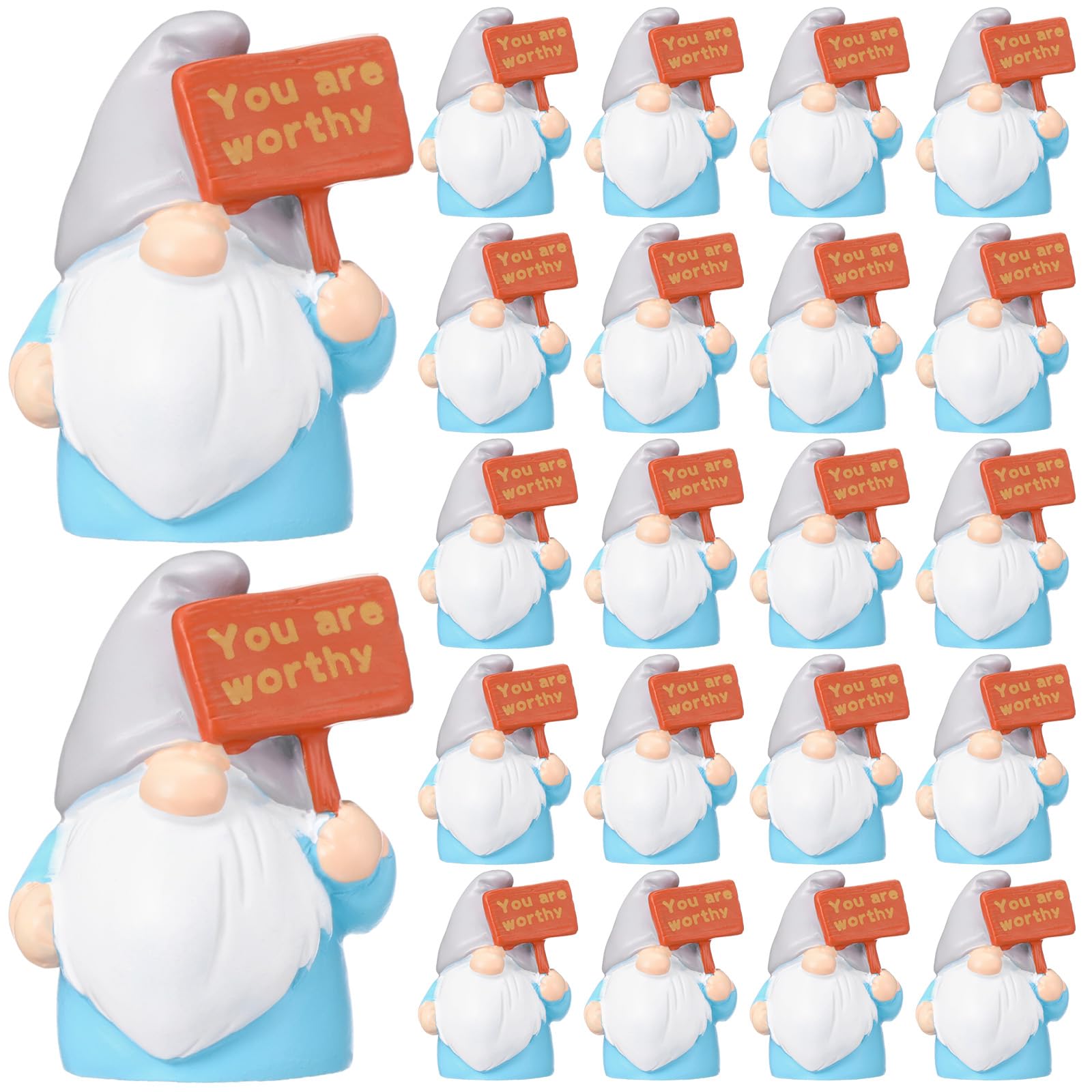 Seenelling 24 Pcs Mini Resin Gnomes Figurine Miniature Tiny Fairy Gnomes Figurine Inspirational Appreciation Gnome Statue with Motivational Word for