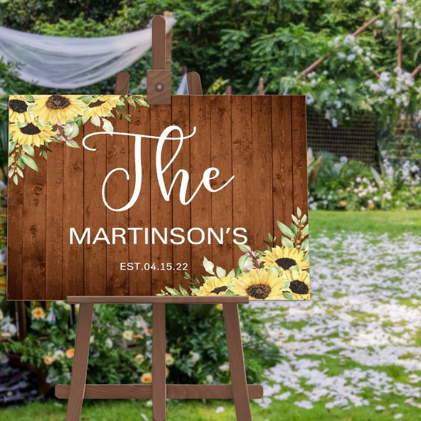 Panneau bienvenue mariage en bois noble pour cérémonie chic