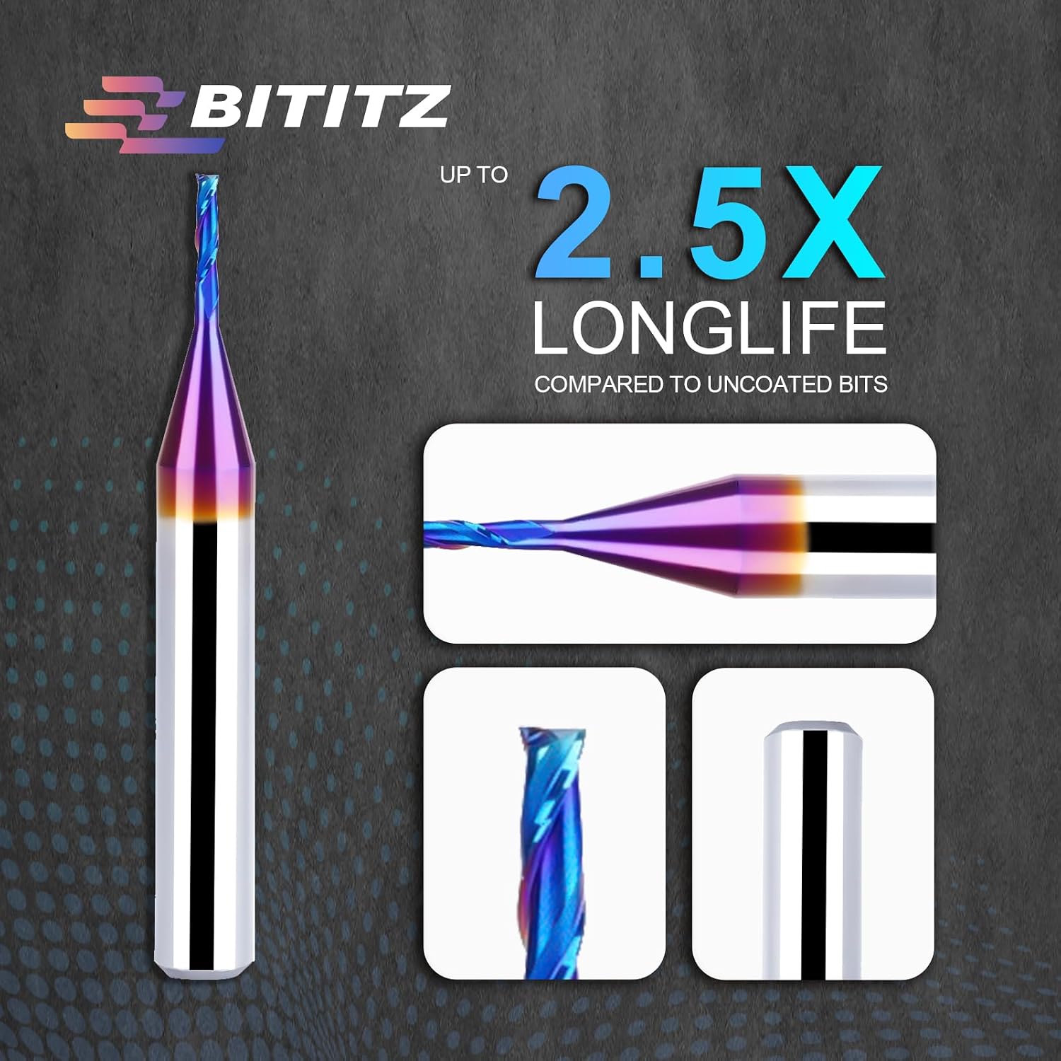 2PCS Upcut Spiral Router Bit 1/4 Inch Shank 1/16 Inch Cutting Diameter 1/4 inch Cutting Length with Extra Long Life Coating CNC Router Bits End Mill for Wood Cutting, Slot Mortise, Engraving