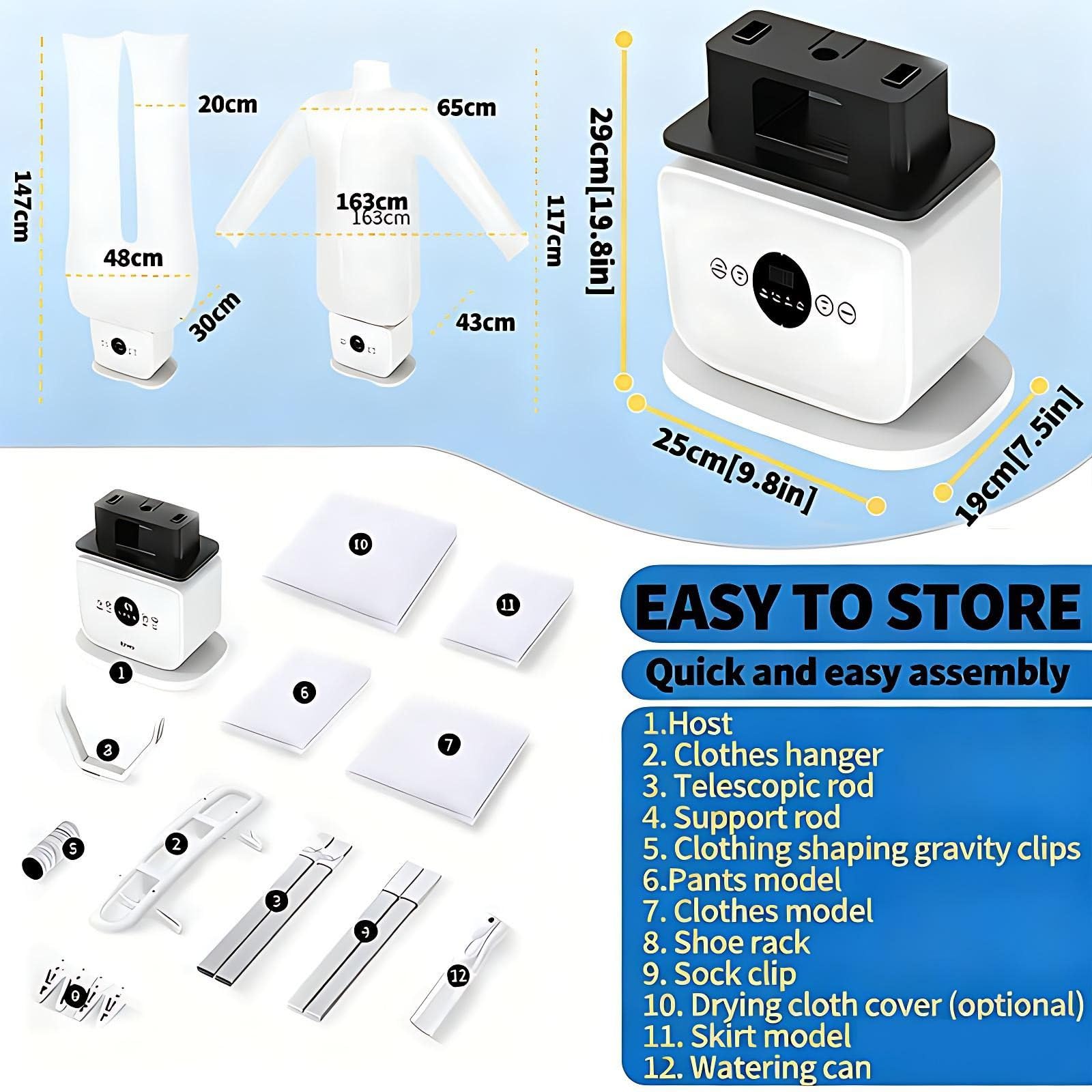 Generico Stiratrice Automatica per Camicie, asciugatore ad Aria Calda e Ferro da Stiro Senza Contatto, Stiratura Rapida in 8 Minuti, Temperatura del Ferro Personalizzabile.