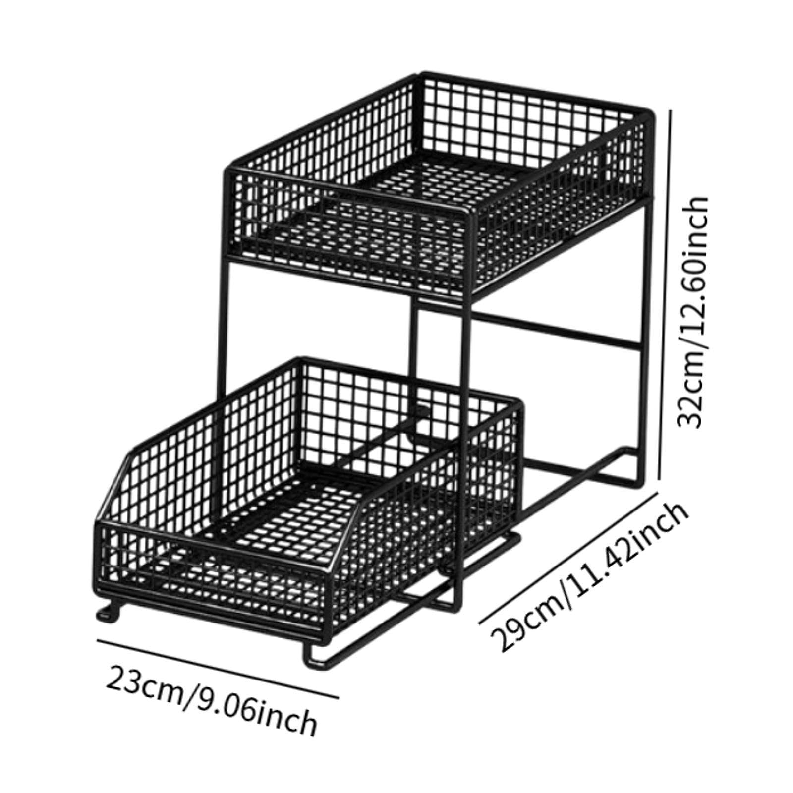 Qianly Organizador Bajo Fregadero con Deslizante Estante de Hierro Robusto y Capacidad Ampliada Adecuado para Baño Cocina Dormitorio Organización, tal como se describe, S