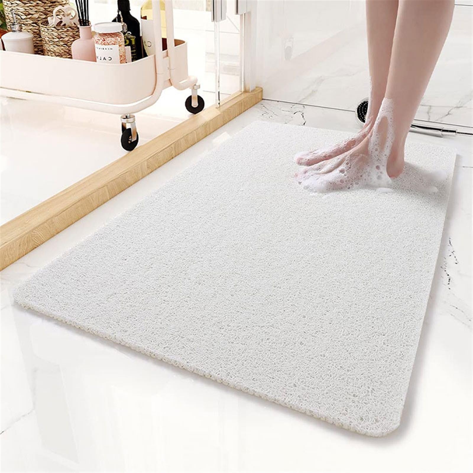 Alfombrilla de ducha antideslizante para baño, de PVC, de secado rápido, antideslizante, color marrón, 60 x 90 cm