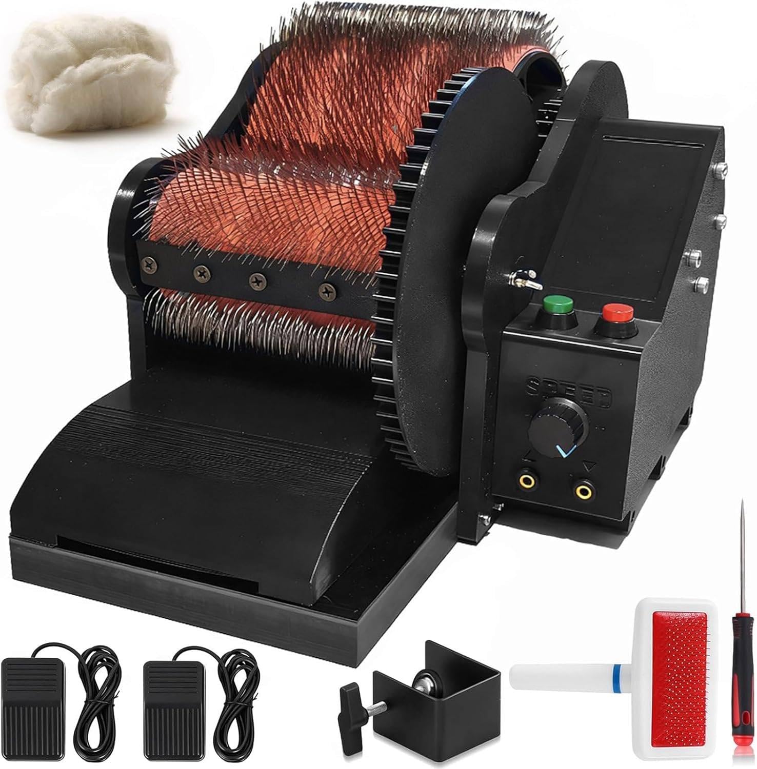 Yehozz Multicolor Wool Carding Machine, Hand-Cranked Wool Felt Drum Carder,Adjustable Forward & Reverse Speed, Fast Color Mixing, Combing & Spinning Making Felt Projects, For Diy Craft