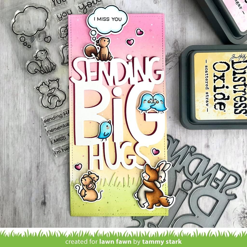 Lawn Fawn Happy Hugs 4"x6" Clear Stamp Set and Coordinating Dies (2 Item Bundle) LF2556 LF2557