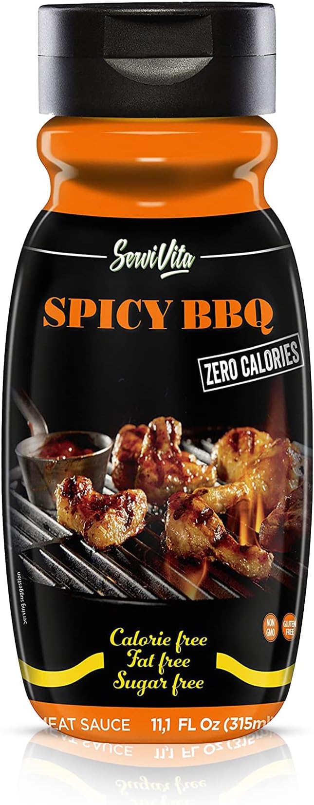 Sugar Free Spicy BBQ Sauce - No Sugar Spicy BBQ Sauce - Sugar Free Spicy Barbecue Sauce - Zero Calories and Fat Free, 11.1 FL OZ - - Gluten Free, Low Sodium, Low Carb BBQ Sauce - ServiVita