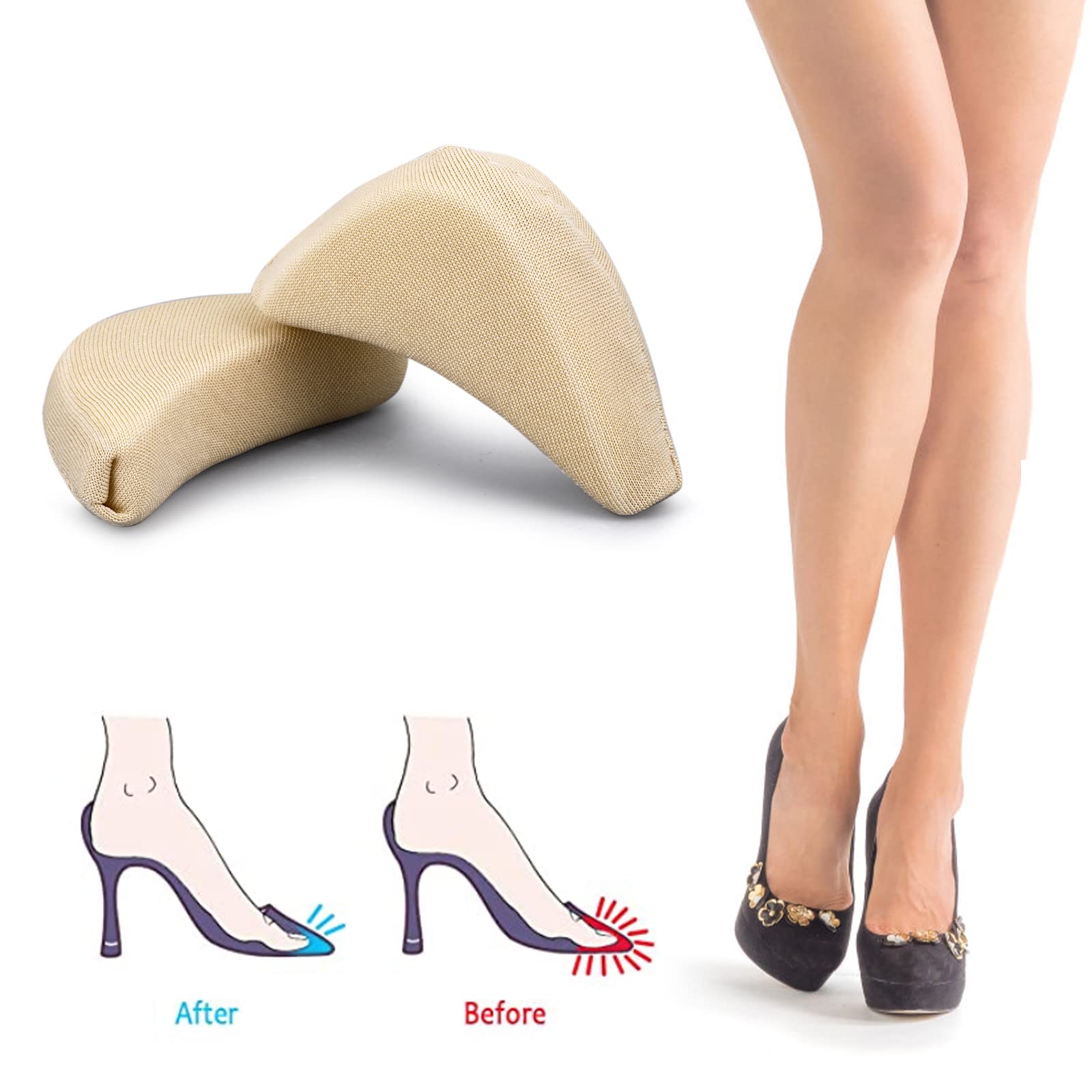 WLLHYF 2 pares de almohadillas ajustables de esponja suave para zapatos, almohadillas unisex para zapatos de tacón alto, alivio del dolor de pies, reutilizables, para hacer que los zapatos grandes se