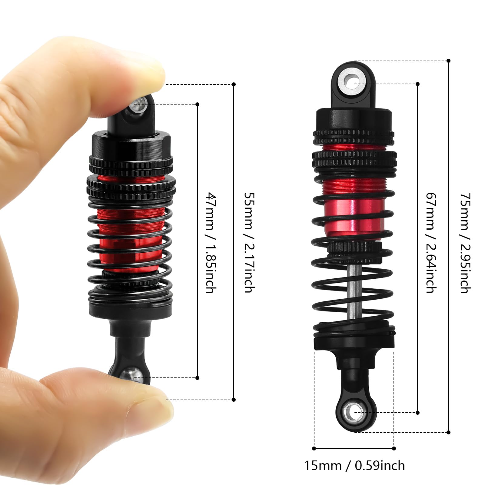 RCENJOY RC Shock Absorber Set 4pcs Dampers for Haiboxing 1/16 HBX16889 16890a 16889A 16889PRO RC Crawler Car (Red)