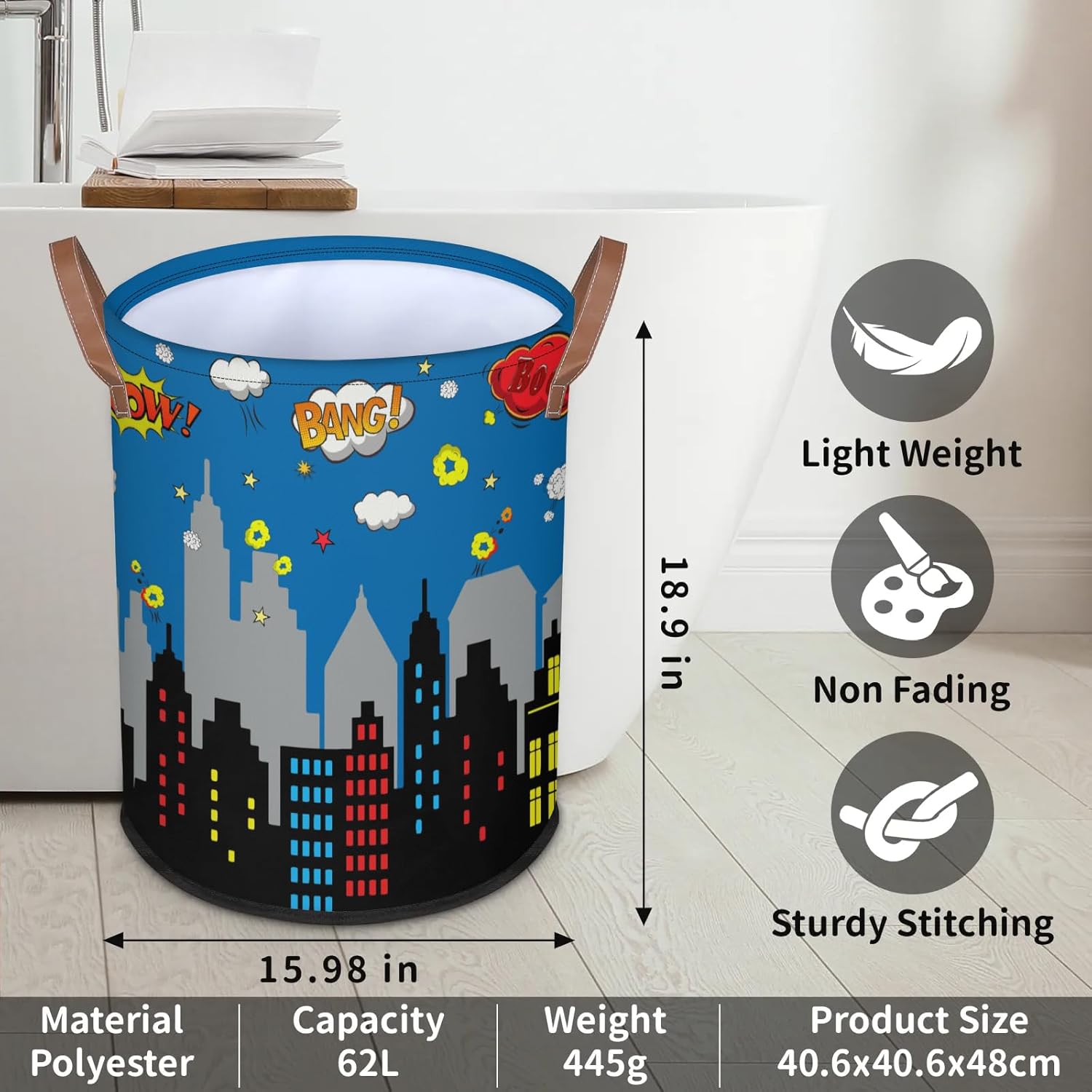 Spider Web Laundry Hamper Boys Round Collapsible Dirty Clothes Organizer for kids, Storage Basket for Living Room Bedroom Playroom
