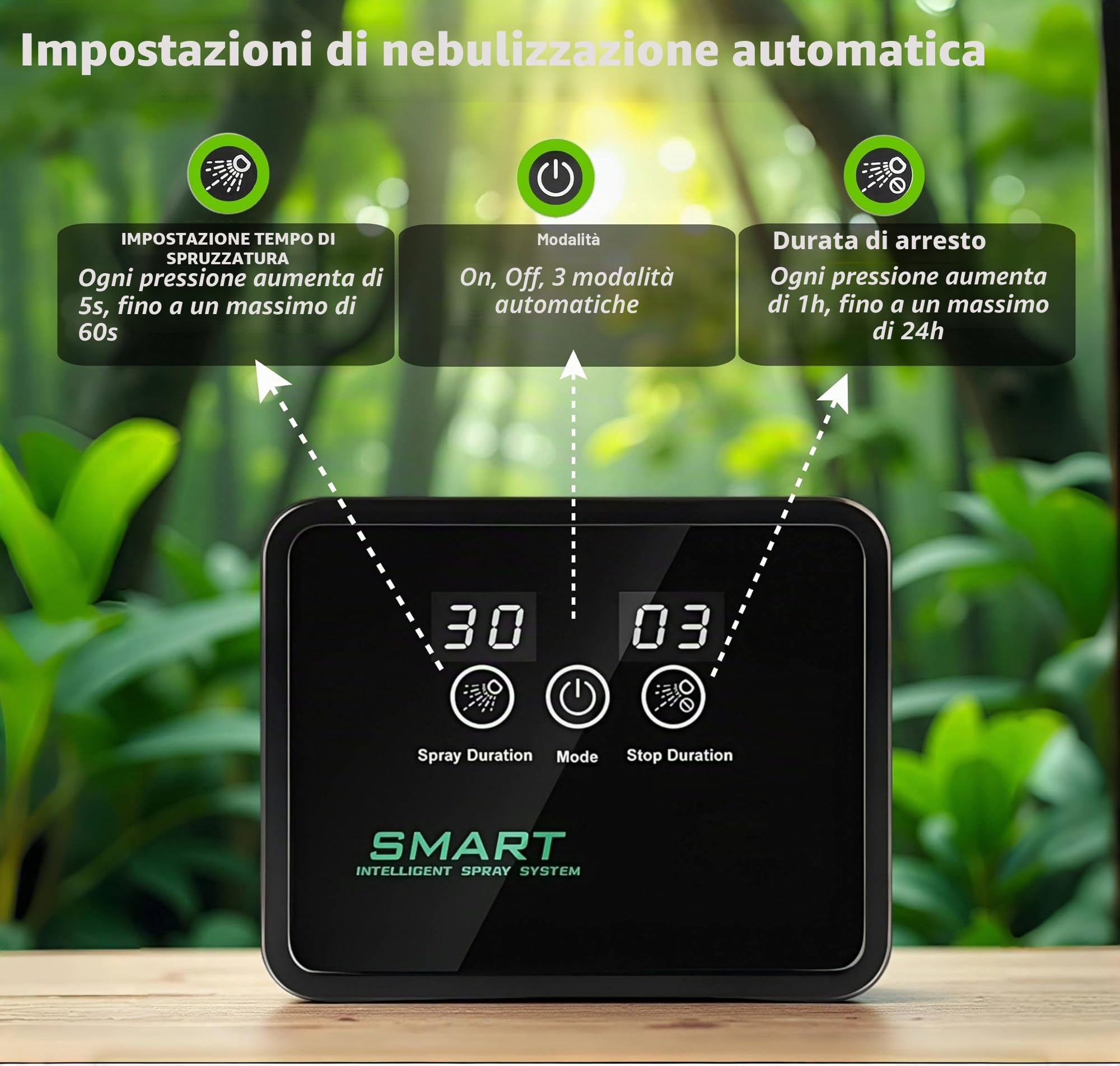 Nebulizzazione Terrario Rettili, Umidificatore per Terrario Rettili con Timer e Ugelli a 360°, Sistema di Nebulizzazione Intelligente per Rettili Anfibi Piante Tropicali