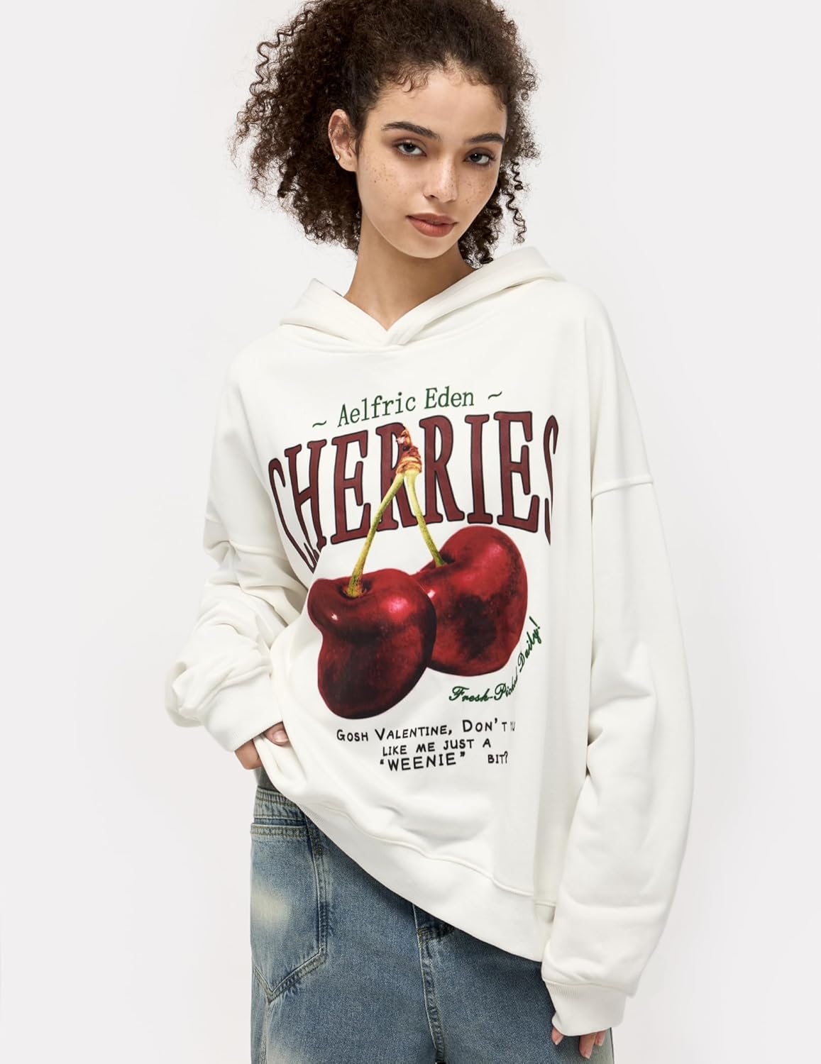 Aelfric Eden Hoodie Cherry Graphic Hooded Sweatshirt Womens Hoodies Y2K Cute Pullover Unisex - Image 2