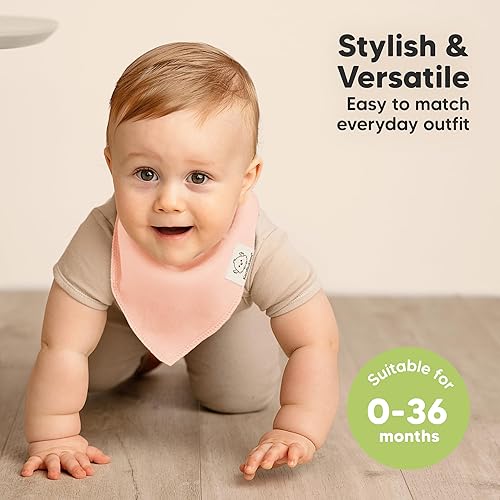 Miniatura 313 de KeaBabies 8 unidades de baberos tipo bandana orgánicos para niñas - Baberos tipo triángulo súper absorbentes para bebés que babean y están en