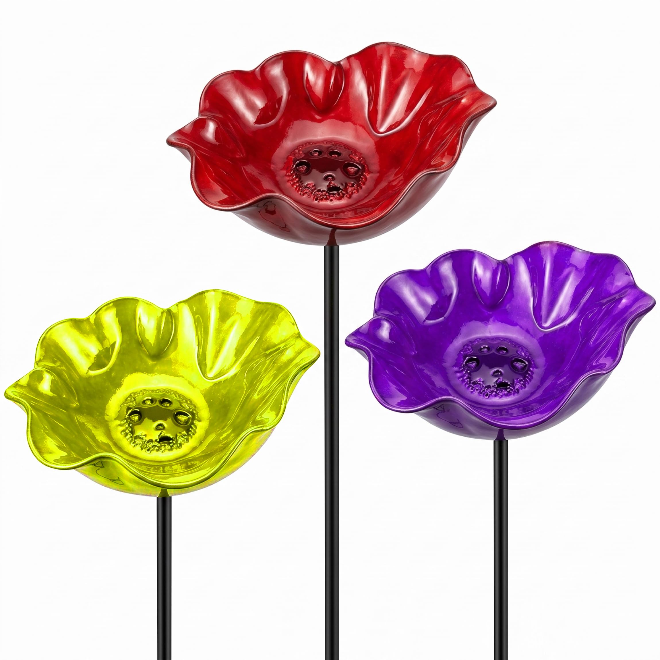 Gemuseeee 3PCS Metal Bee Watering Station with Stake Decorative Bee Bath Bird Water Bowl & Feeder for Garden Yard Outdoor