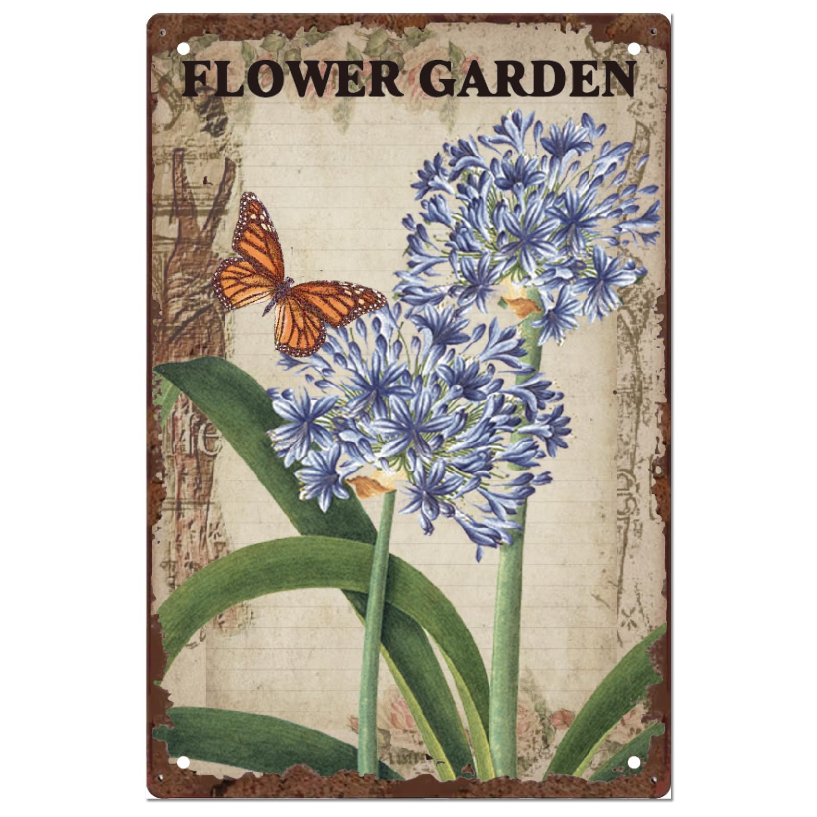 SUPERDANTVintage Tin Sign - Flower Garden Metal Sign Retro Hyacinth Wall Decor for Bedroom & Girl's Room
