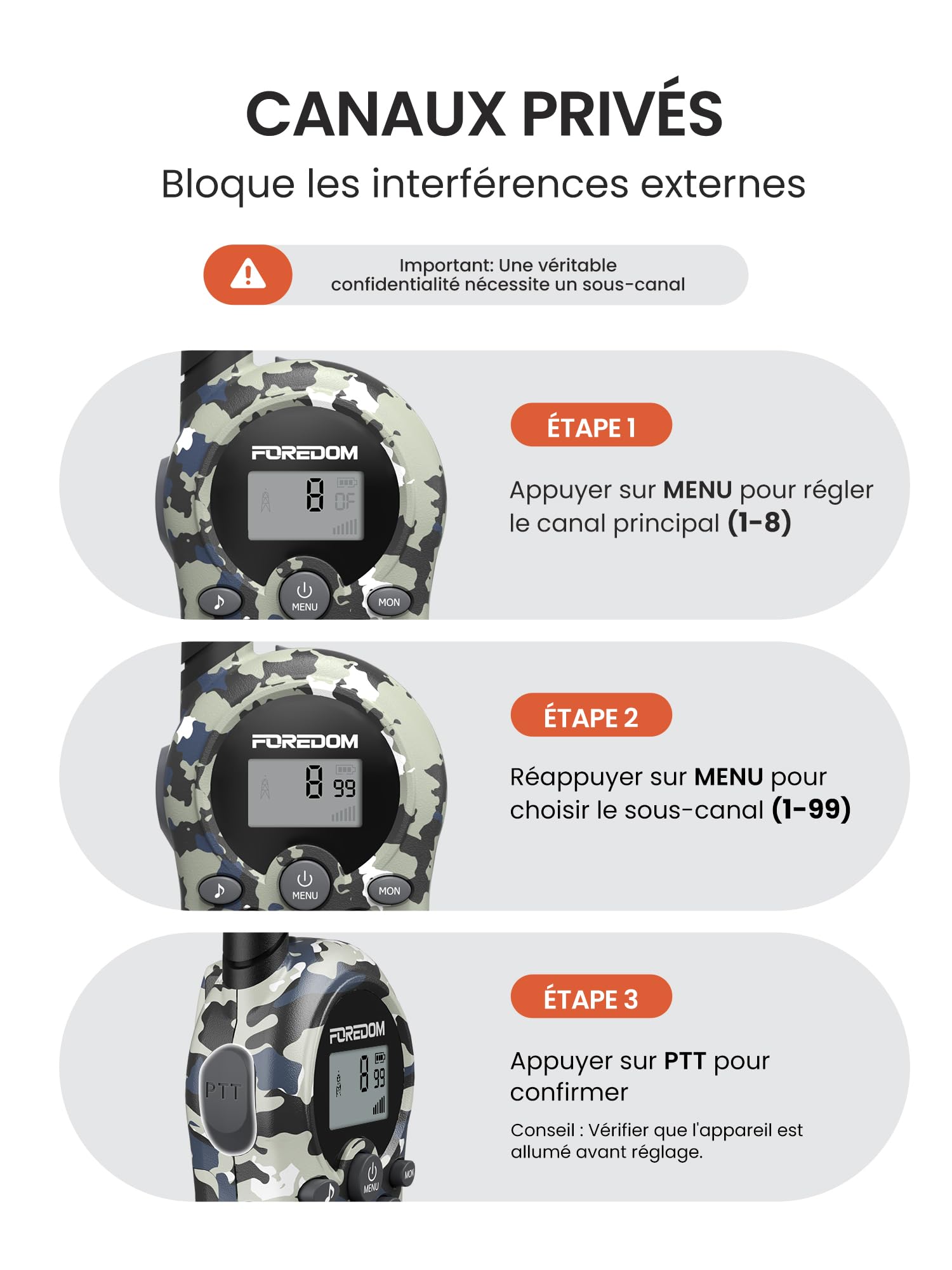 FOREDOM Talkie Walkie Enfants, Talkie-Walkie Longue Portée pour Garçons & Filles de 3-12 Ans, Cadeaux Aventure Plein Air, Lot de 2