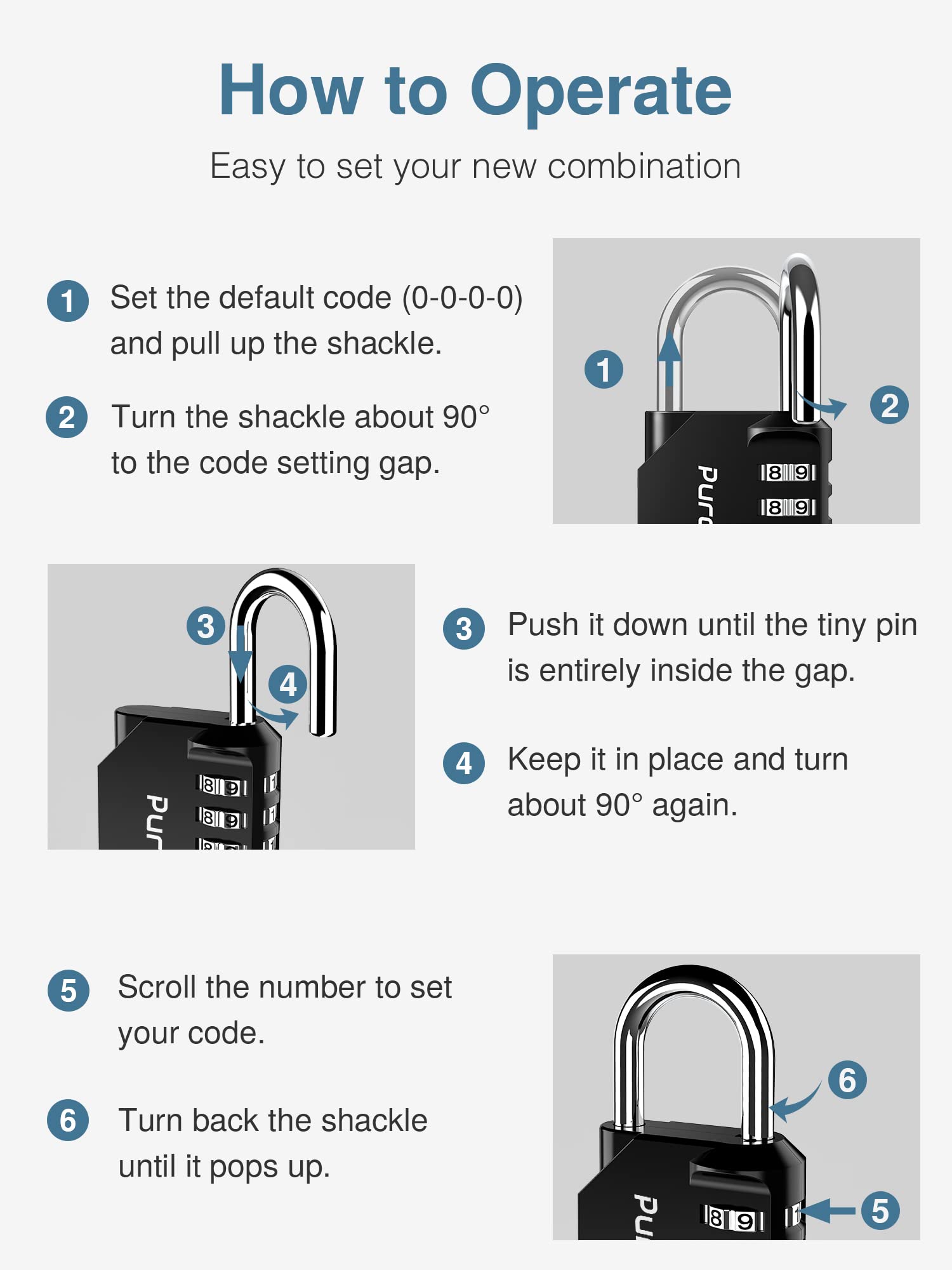 Puroma 2 Pack Combination Lock 4 Digit Outdoor Waterproof Padlock for