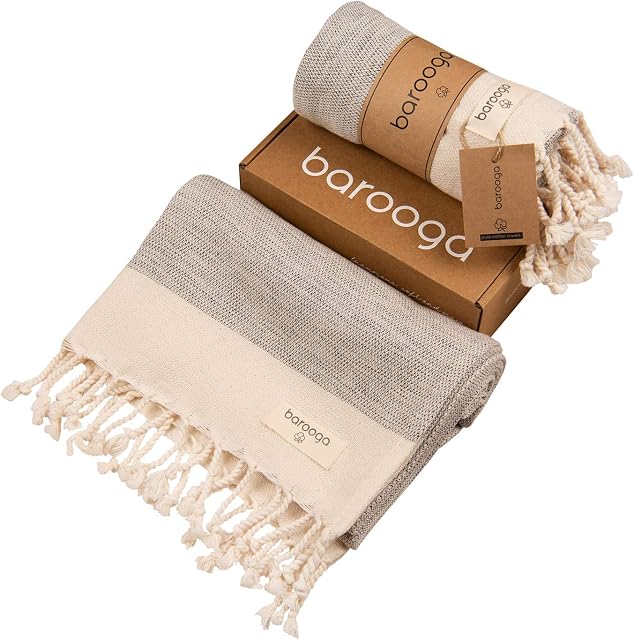 Turkish Hand Towel (Set of 2) for Kitchen and Bathroom | 100% Cotton, 20 x 38 Inches | Prewashed Decorative Peshtemal Towel for Face, Hand, Hair, Yoga, Dishcloth, Tea Towel (Grey)