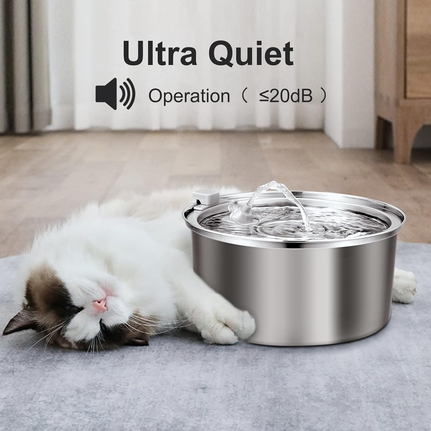 Petilog Stainless Steel Cat Water Fountain, 3.2L/108oz Automatic Pet Water Fountain for Multi Pet Households, Large Capacity Dog Water Dispenser with Ultra Quiet Water Pump : Pet Supplies