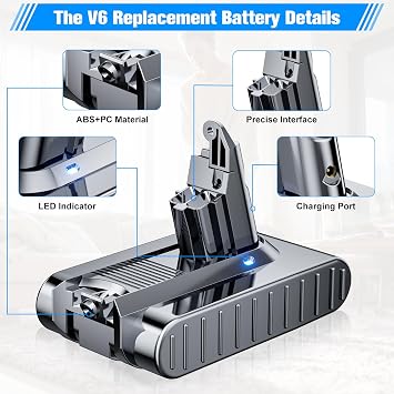 POWTREE Upgraded 7000MAH V6 Battery Replacement Compatible with Dyson V6 Animal/Absolute/Motorhead/Fluffy SV03 SV04 SV05 SV06 SV07 SV09 DC58 DC59 DC61 DC62 DC72 DC74 Vacuum Cleaner(Not Fit V7, V8)
