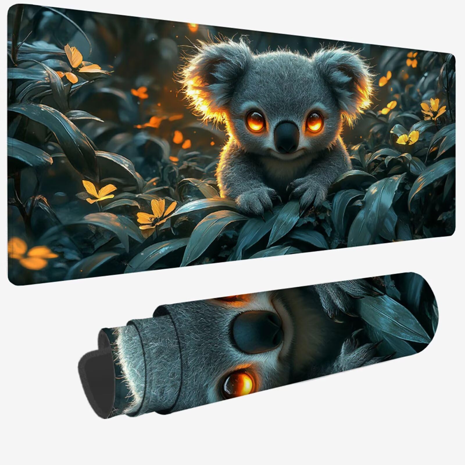 Podkładka pod mysz XXL 1400 x 600 x 3 mm, duża zielona podkładka pod mysz z wodoodporną i antypoślizgową gumą Koala pod ręką biurko zszyte krawędzie, poprawia precyzję i szybkość dla gracza W-828