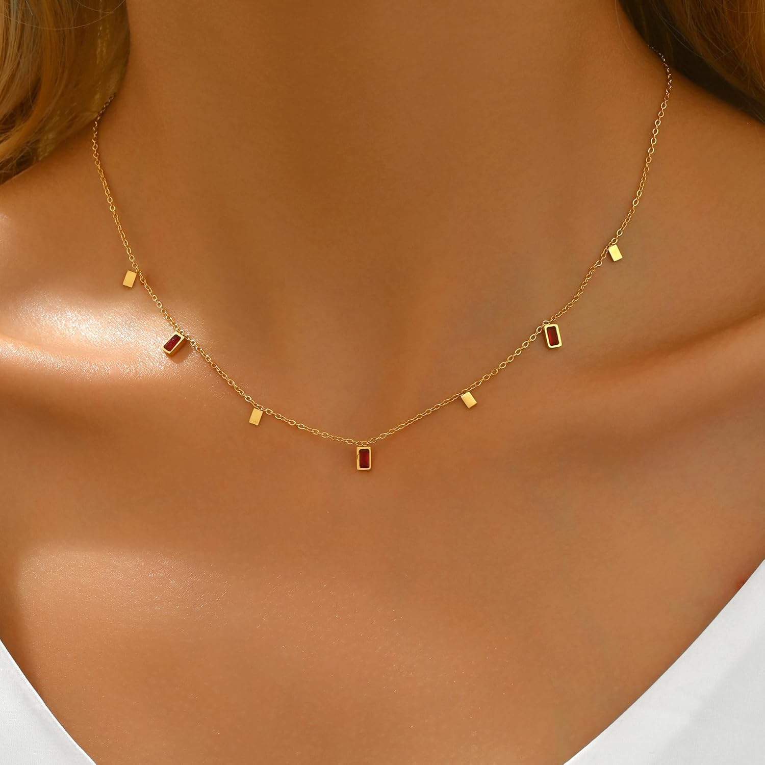 Cubic Zirconia Drop Choker Necklace for Women 18K Gold Plated Multicolored CZ Flower Dangle Necklace Trendy Jewelry Christmas Gifts - Image 3