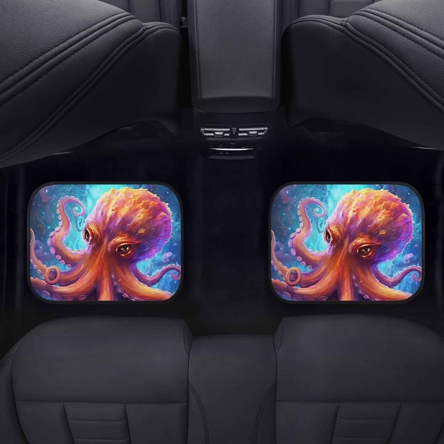 Cool Octopus Car Floor Mats for Women Men Gift Full 4 Set of Front & Rear Anti-Slip Foot Mat All Weather Universal Fit for Auto Cars Sedan SUV Automotive Interior