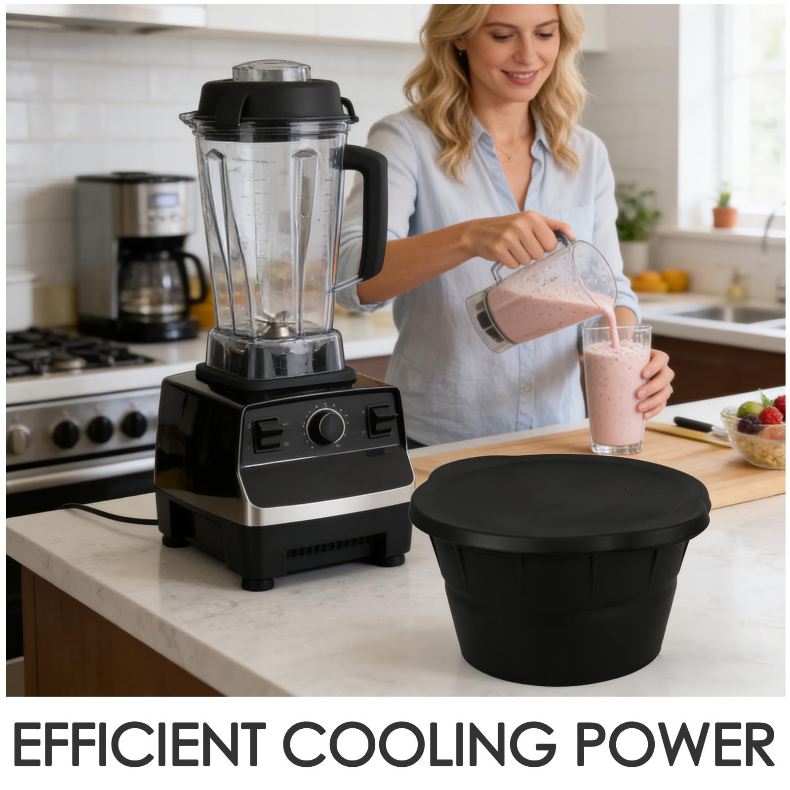 TOPBATHY Molde para Cubitos de Hielo Redondo de Silicona Negro, Plegable y Reutilizable, Capacidad 3.6l para Uso al Aire Libre y Baños de Hielo, Paquete de 2 Piezas