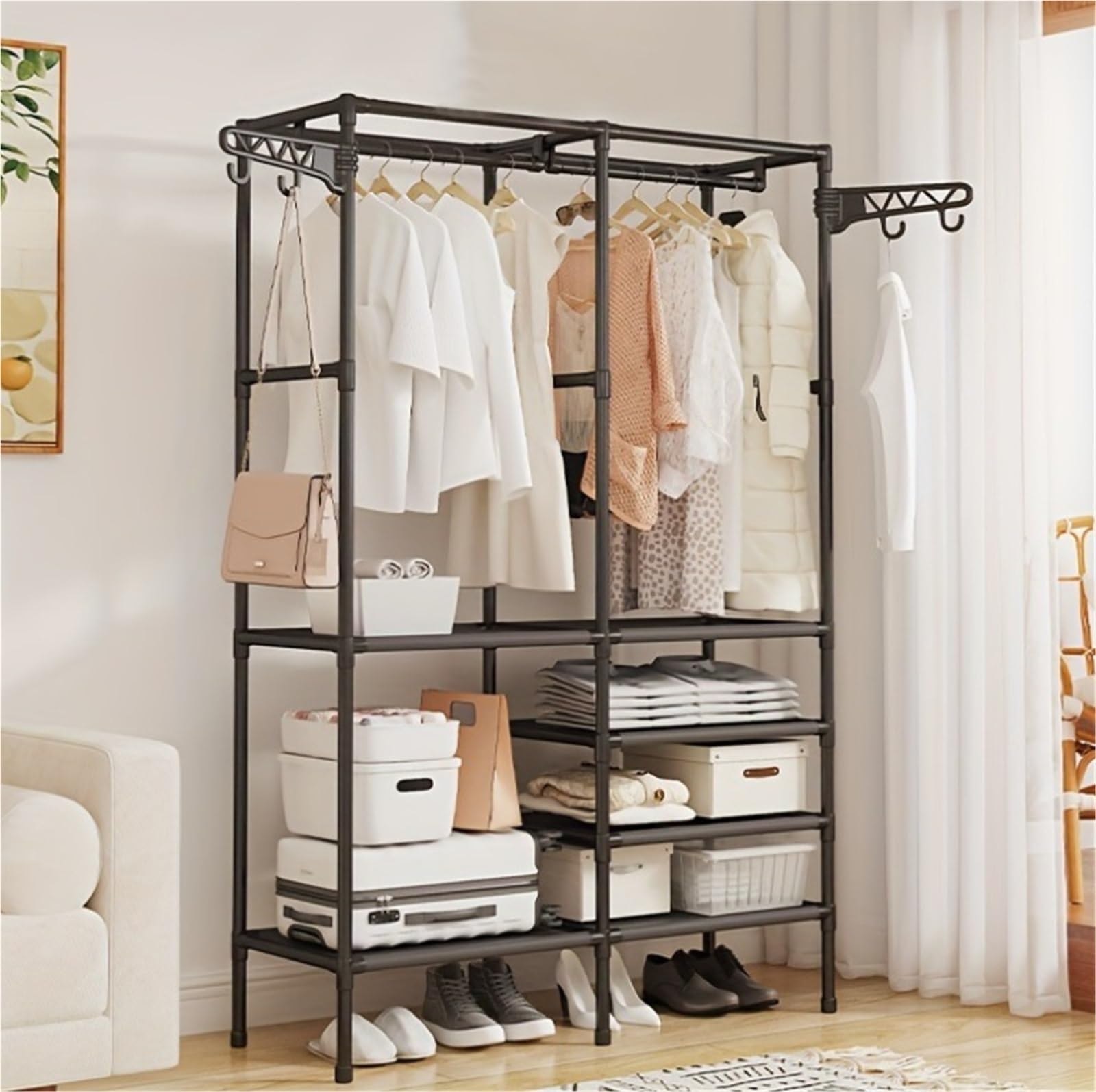 Wardrobe Closet Schrank Einfache Schränke for Aufhängen Von Kleidung Mit Hängestangen Und Lagerregalen for Den Haushalt Closet Aufbewahrungsschrank