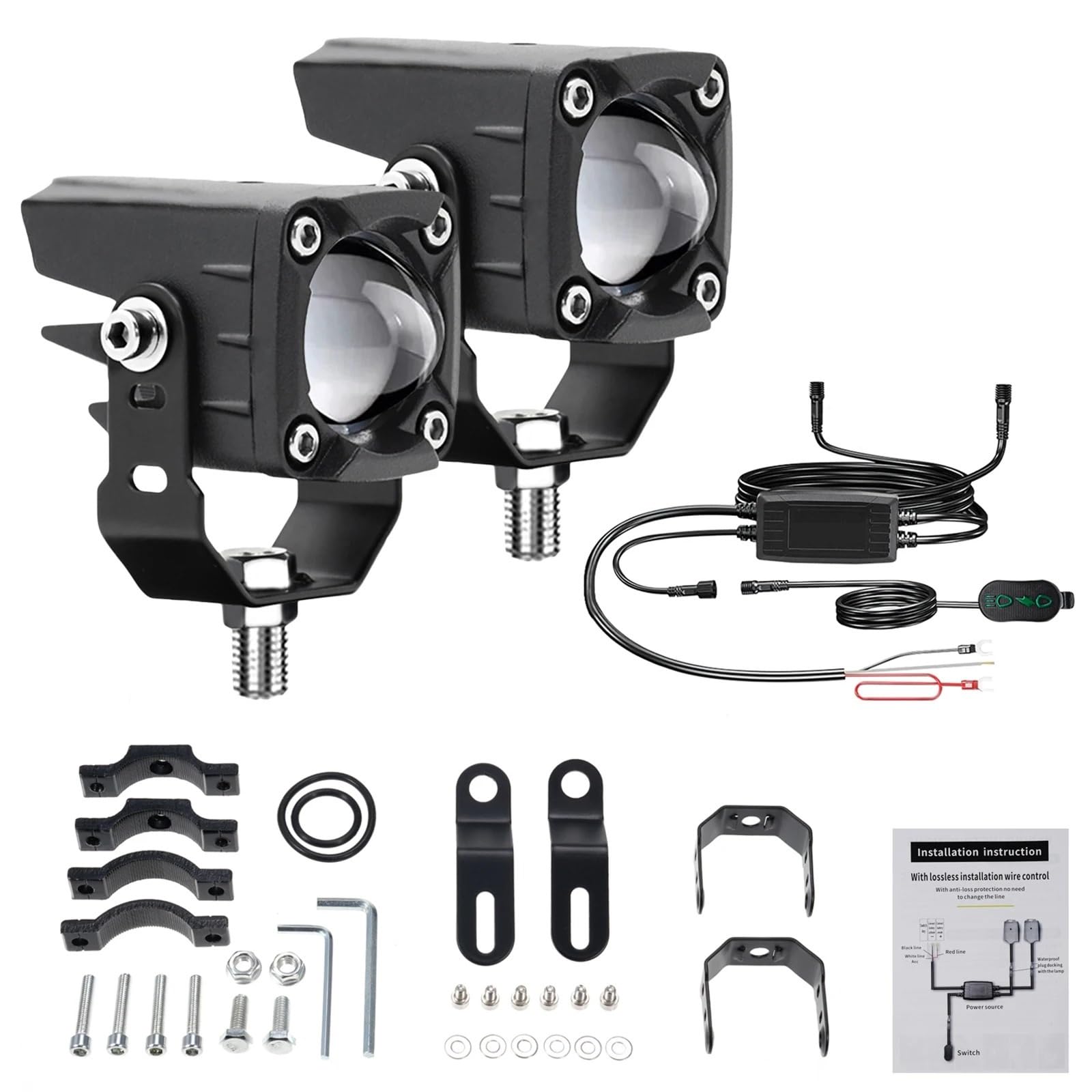 Dirt Bike Reflektor Reflektory motocyklowe Motocyklowe światła przeciwmgielne LED do jazdy 120W 18000 lm 6 trybów oświetlenia światła kompatybilne z ciągnikiem siodłowym ATV UTV SUV