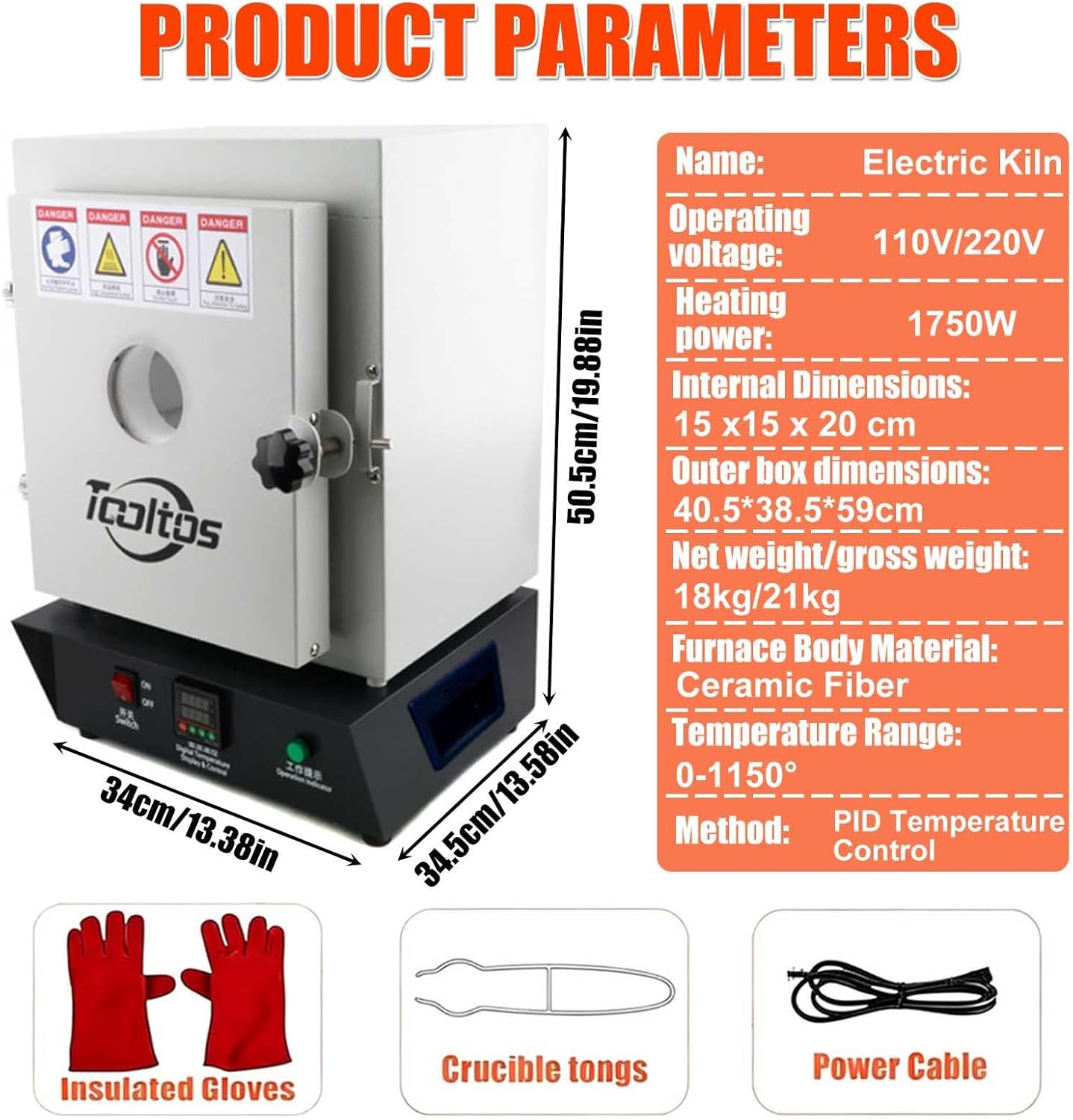 Home Melting Furnace & Ceramic Kiln 1150°C – Digital Temperature Control, Electric Closed Muffle Furnace,Gold Silver Smelting, Pottery Firing, Wax Casting, Jewelry Making – Diy Small Smelting Kiln