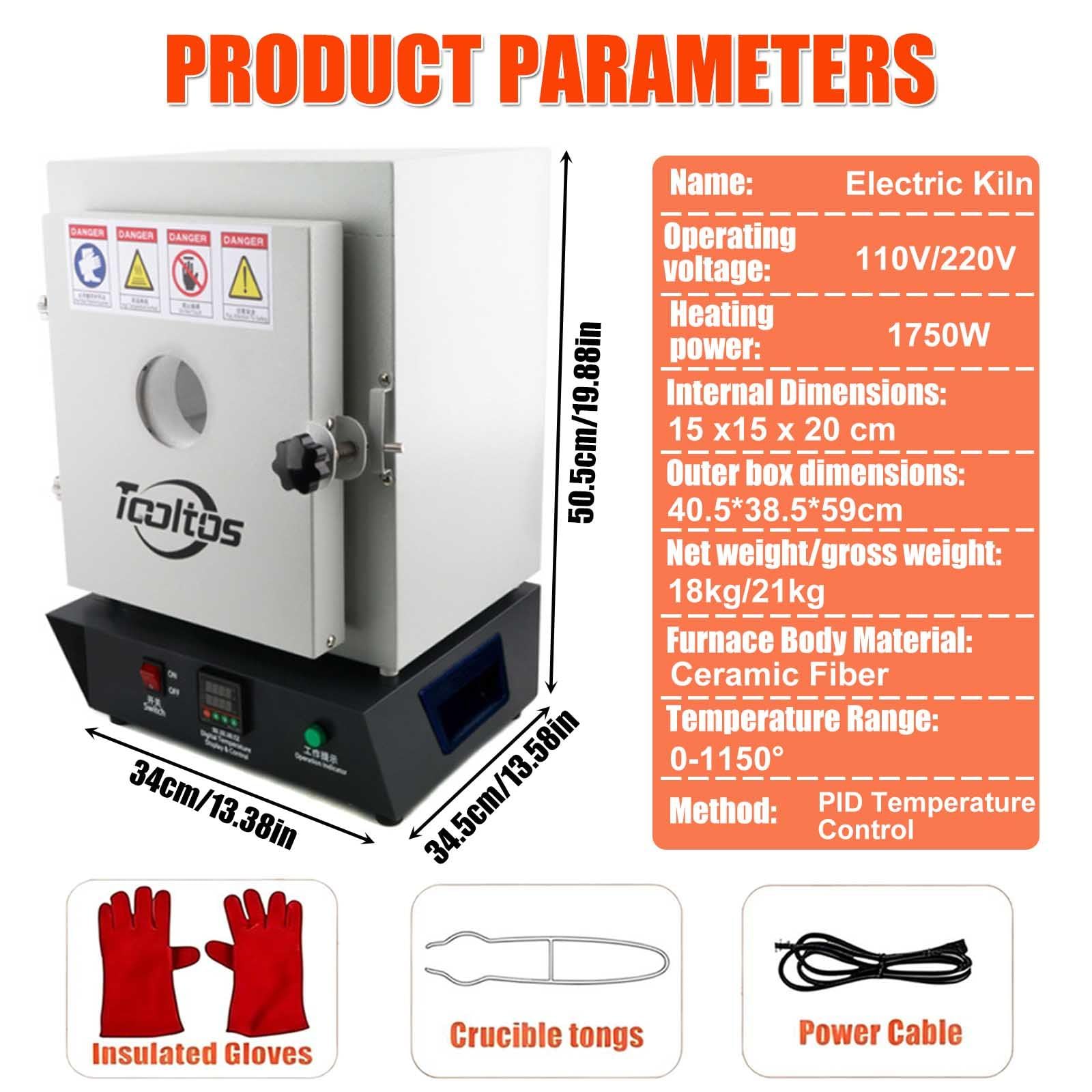 Hobbytöpfer Brennofen 1150°C - Elektrischer Muffelofen Für Keramikbrand Mit Sichtfenster, Brennofen Für Hobbytöpfer，1750w 3-Seitige Beheizung, Ideal Für Heimgebrauch & Schmuckguss
