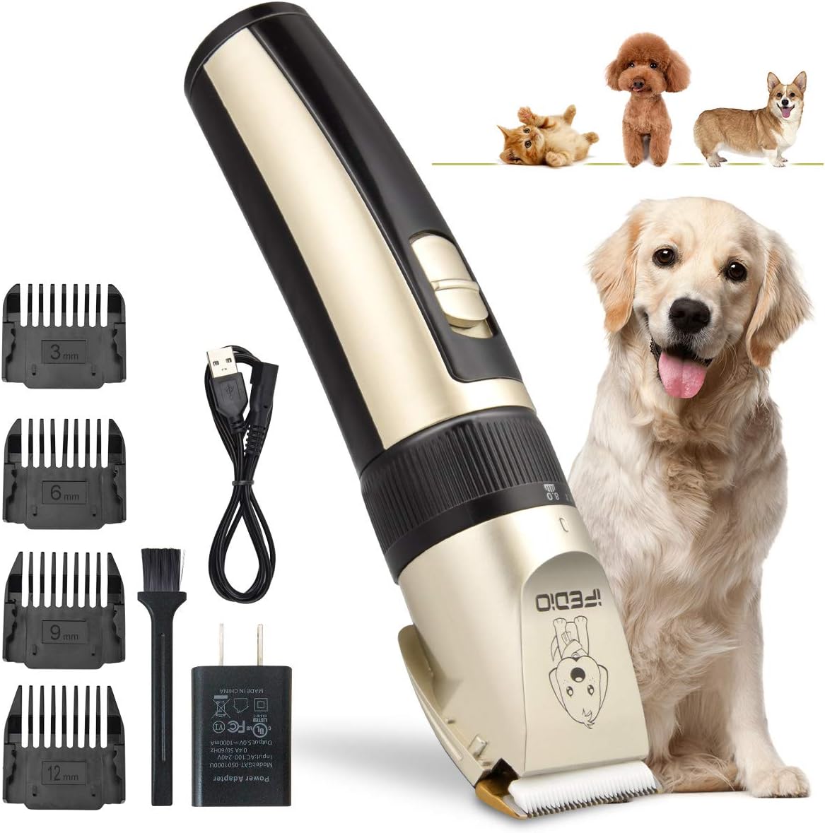 TZCER Professional Dog Grooming Kit Rechargeable Cordless Pet Grooming Clippers Low Noise Dog Clippers Suitable for Dogs,Cats,House Animals,Pets Grooming Scissors