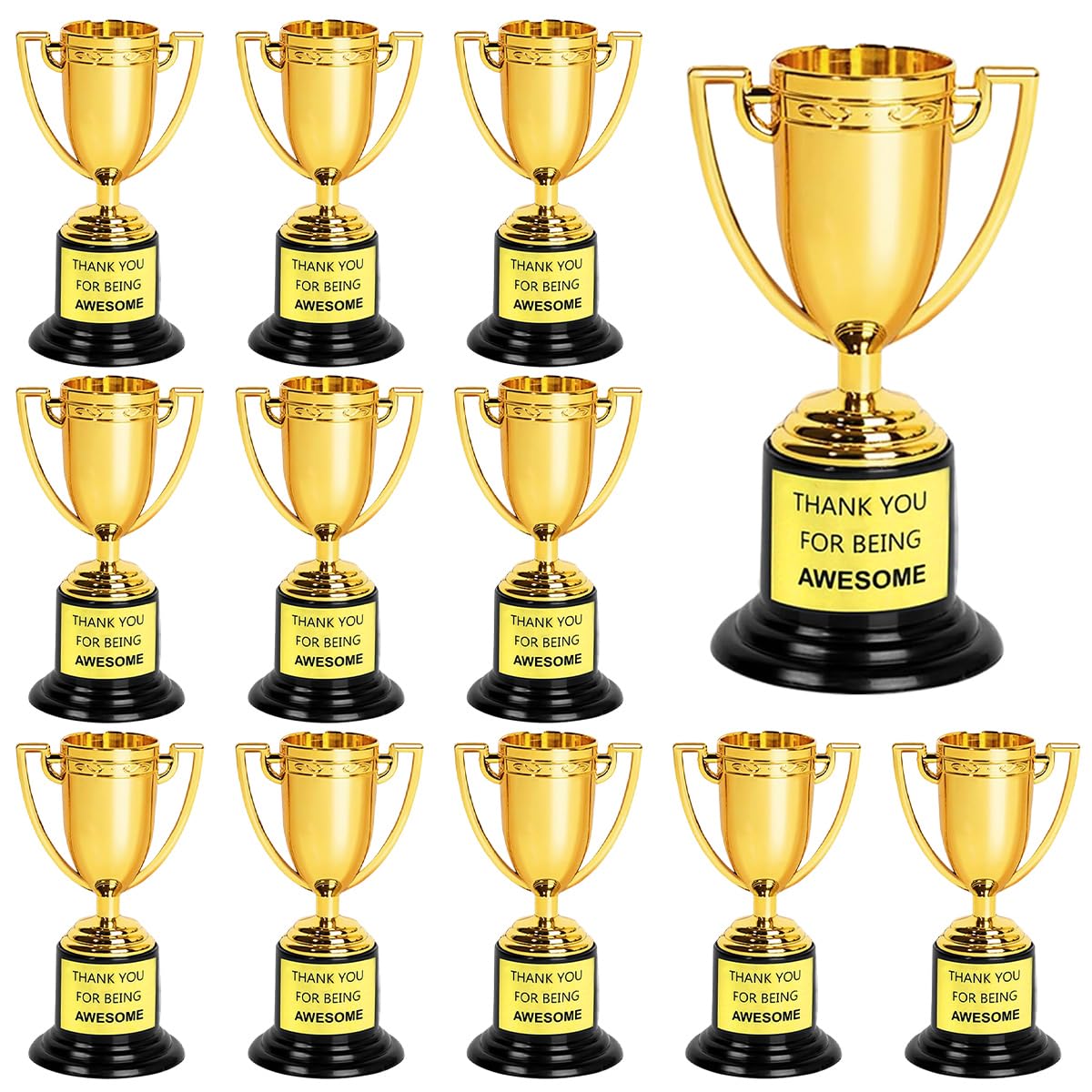 12 Pezzi Mini Trofei Oro Premio Trofei Mini Trofeo d'oro in Plastica Coppe per Piccoli Trofei in Plastica Dorata Mini Trofeo Oro per Feste, Celebrazioni Sportive, Premi in Classe