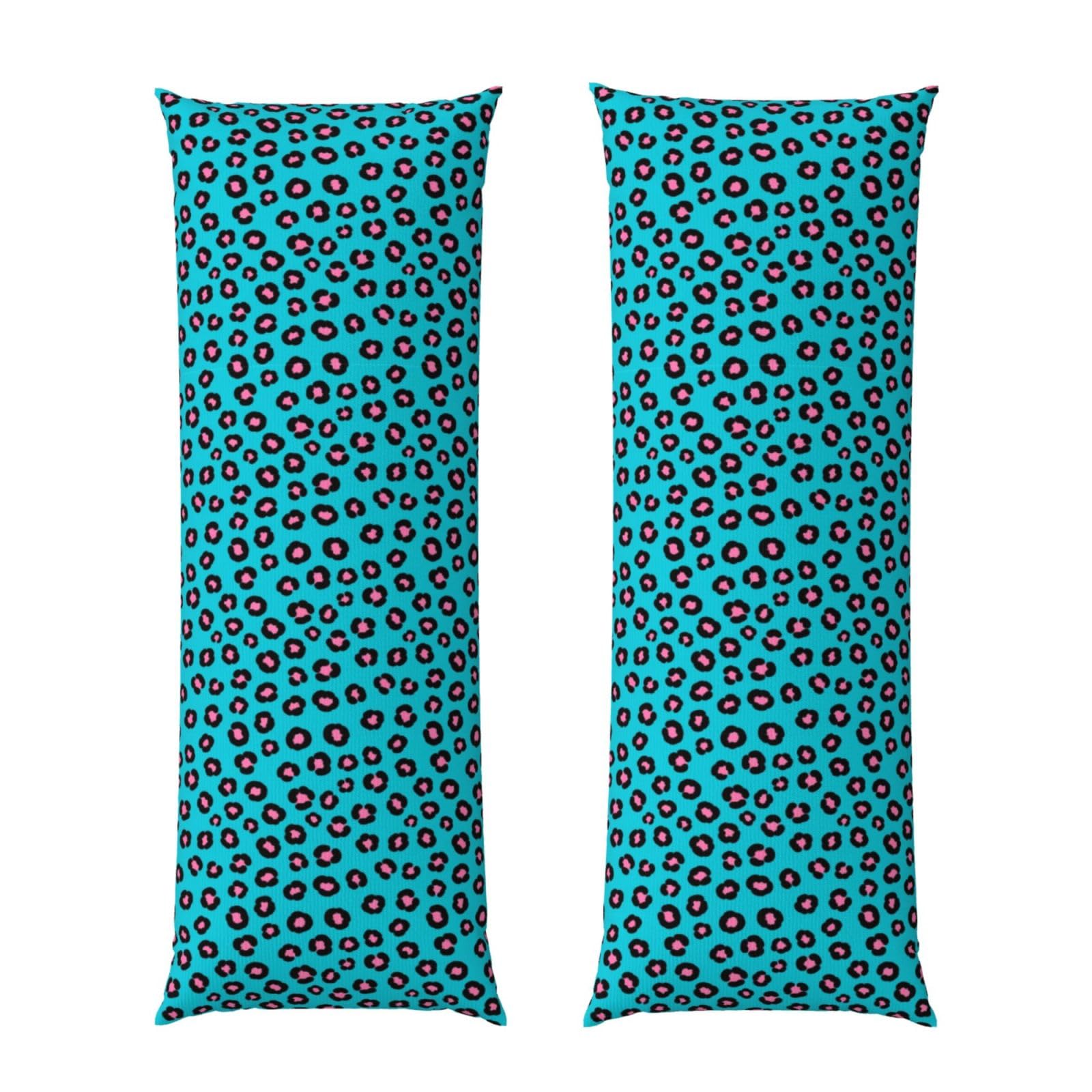 Long Body Pillow Cover 20x60 Cheetah Turquoise Mint Green Leopard Print, Soft Flannel Pillowcase with Zipper, Cozy Cushion Protector for Couch Sofa Bed Sleeping Decoration