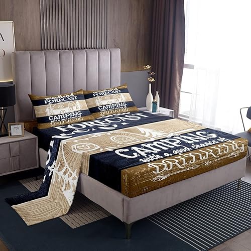 Vista 127 de Erosebridal Sábanas rústicas de granja, sábanas de camping feliz, juego de sábanas para decoración de cámper para niños, adolescentes, mujeres