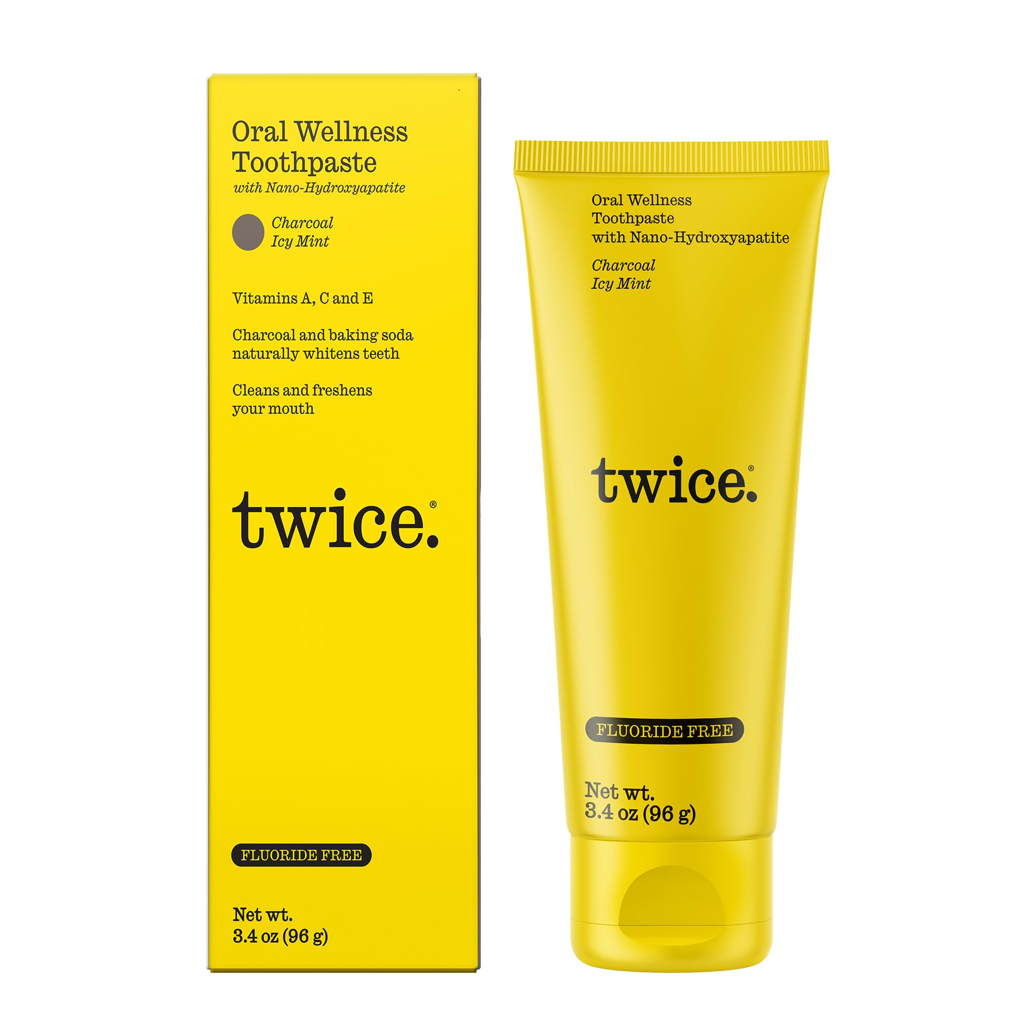 Fluoride Free Hydroxyapatite Toothpaste, Gentle Charcoal Whitening. No Mess, Great Tasting, Complete Oral and Dental Care (ICY Mint Flavor - 1 Pack)