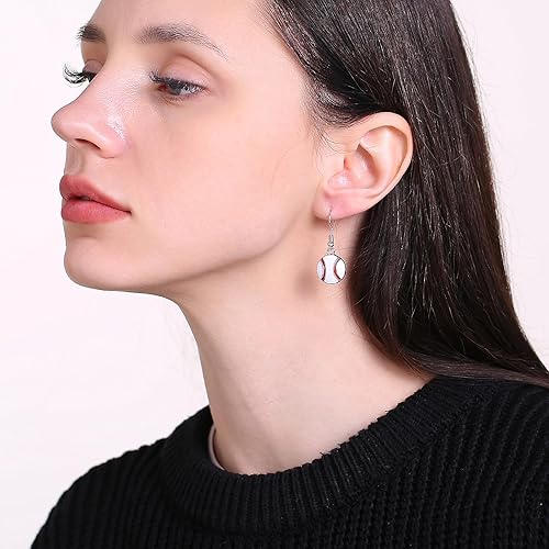 Miniatura 3 de Aretes colgantes de pelota deportiva aretes de fútbol, baloncesto, fútbol, voleibol, béisbol para mujeres fanáticos