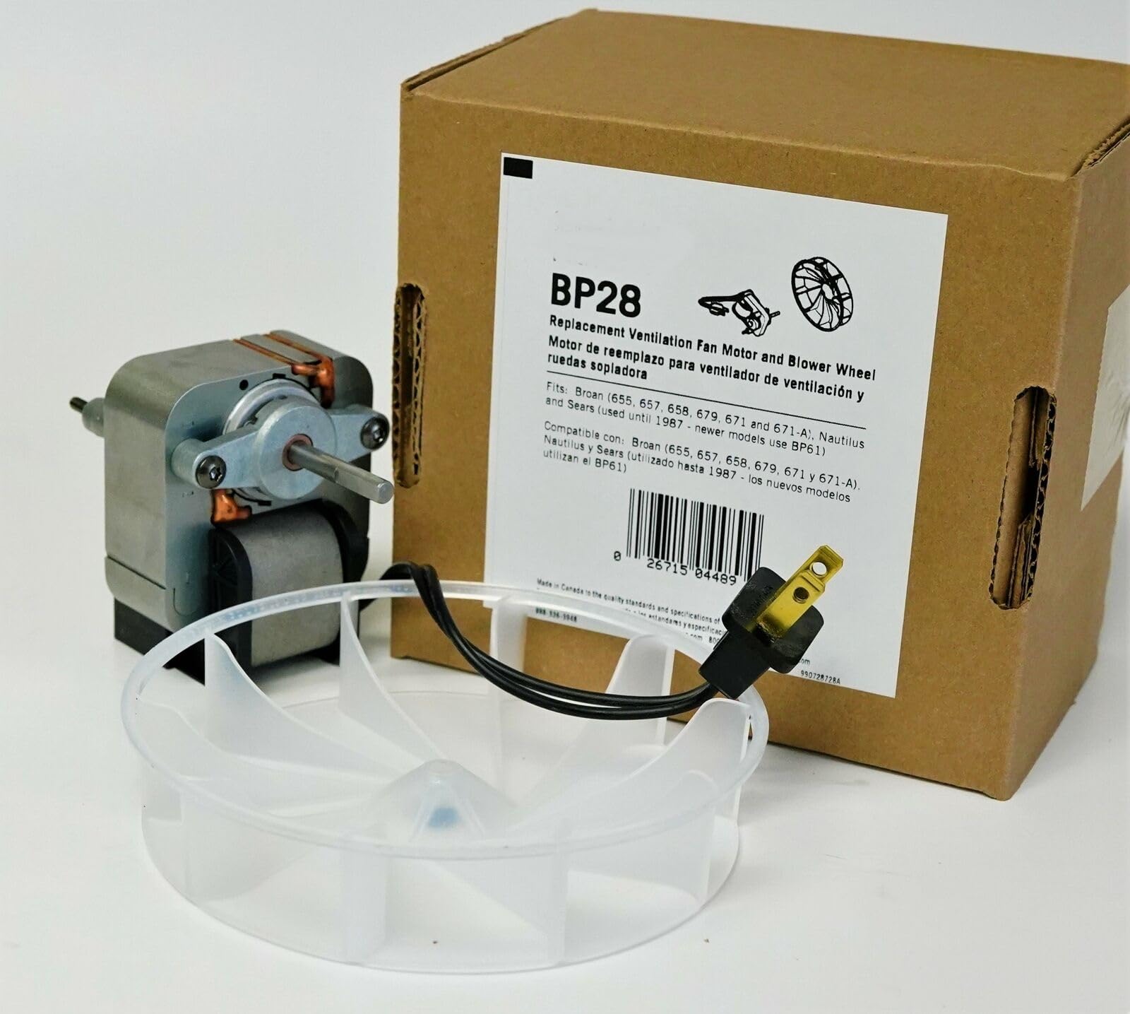 BP28 Ventilation Fan Motor and Blower Wheel, for Broan Nautilus Fan  Assembly, Replace 70 CFM Models 655 657 658 679 671 671a Vent Fan Motor:  Amazon.com: Industrial u0026 Scientific
