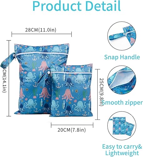 Miniatura 2 de 2 bolsas húmedas, impermeables, reutilizables, con cremallera, bolsillo con cremallera, para viajes, playa, piscina, natación, pañales para bebé,